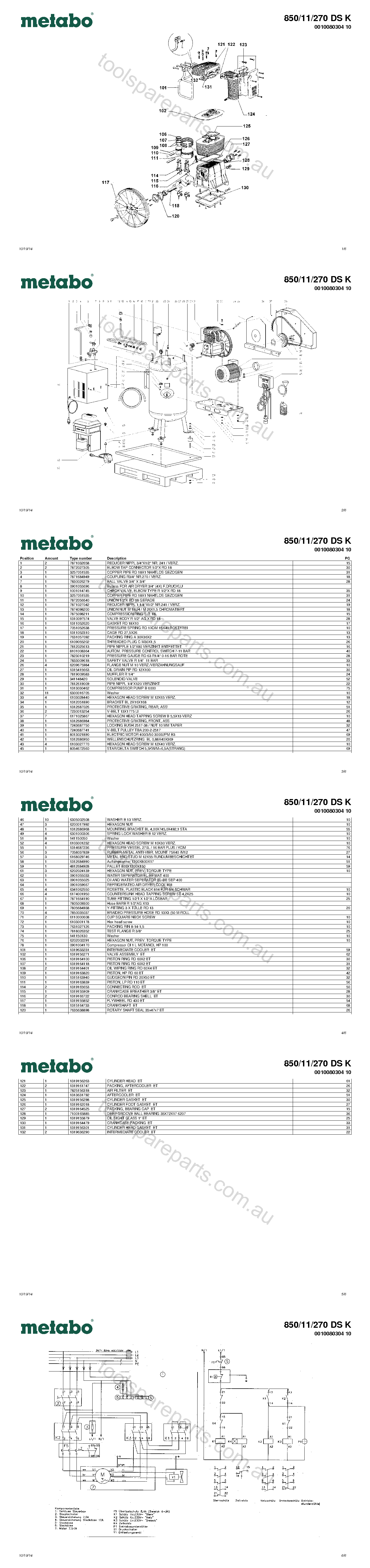 Metabo 850/11/270 DS K 0010080304 10  Diagram 1