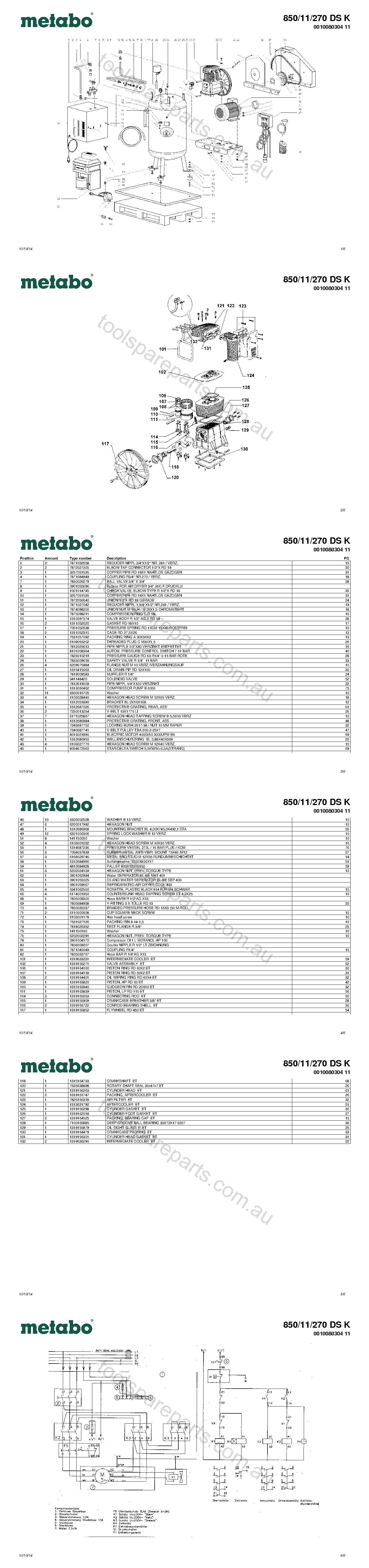 Metabo 850/11/270 DS K 0010080304 11  Diagram 1