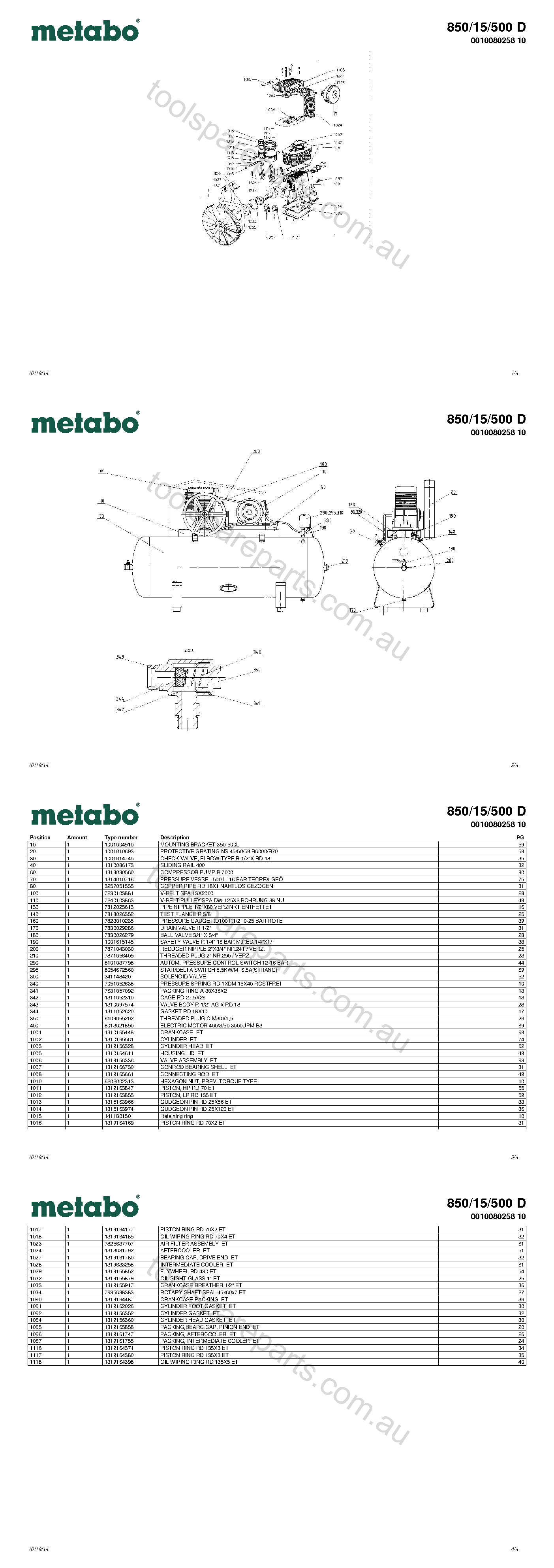 Metabo 850/15/500 D 0010080258 10  Diagram 1