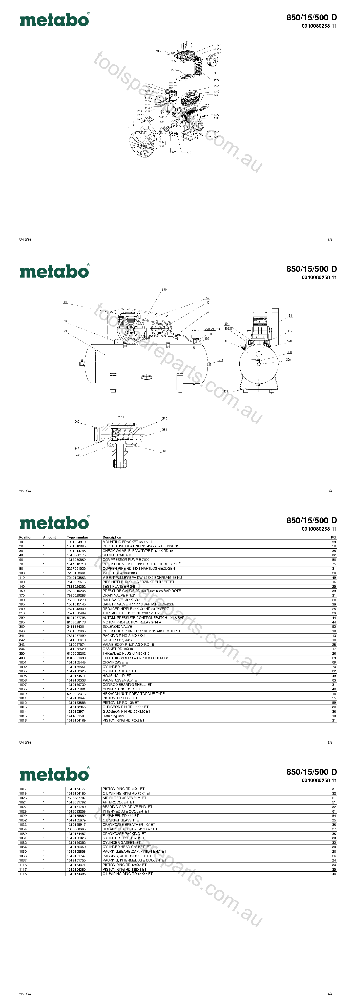 Metabo 850/15/500 D 0010080258 11  Diagram 1