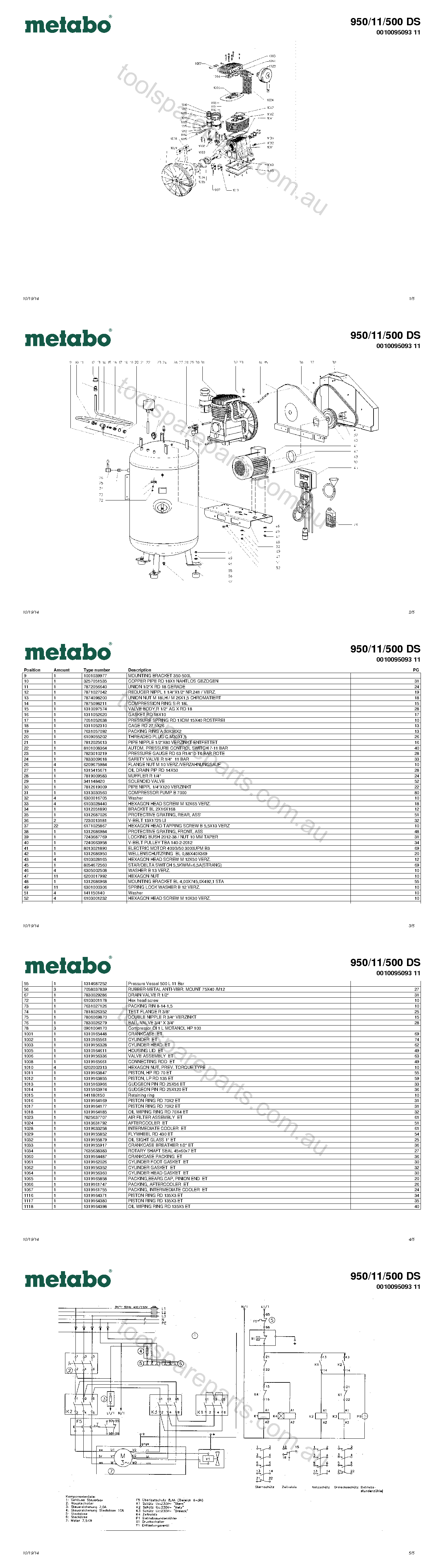 Metabo 950/11/500 DS 0010095093 11  Diagram 1
