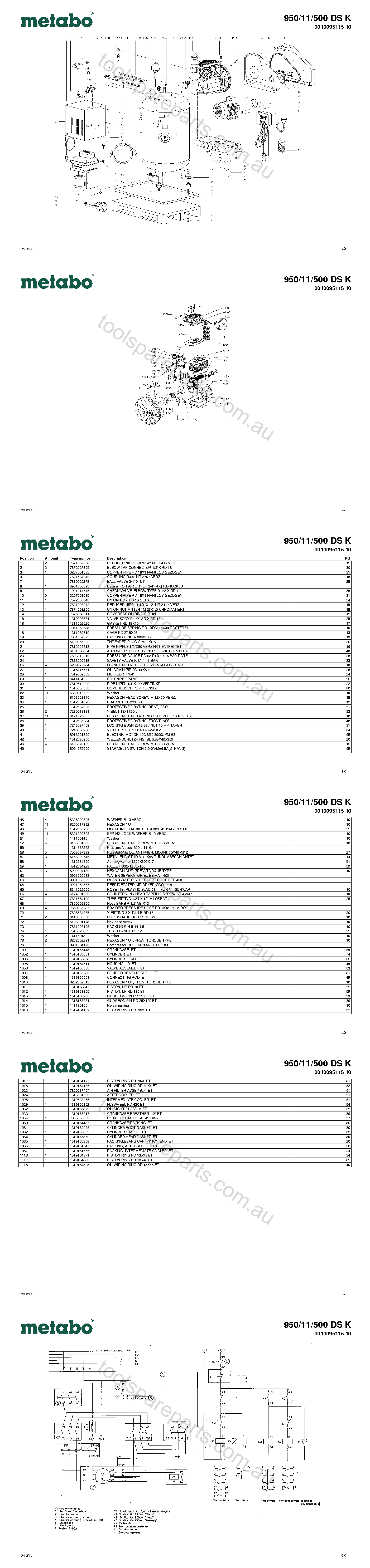 Metabo 950/11/500 DS K 0010095115 10  Diagram 1