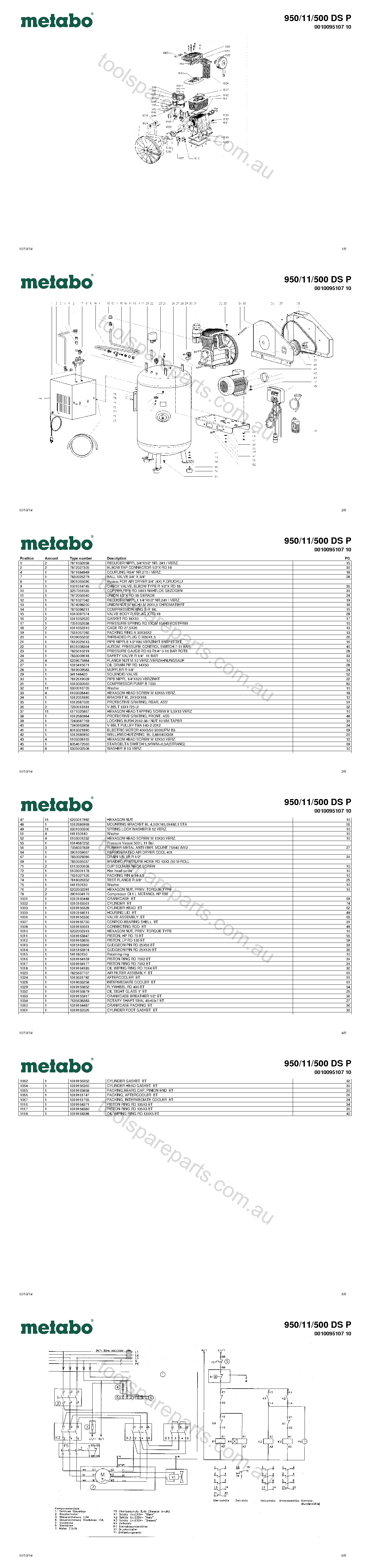 Metabo 950/11/500 DS P 0010095107 10  Diagram 1