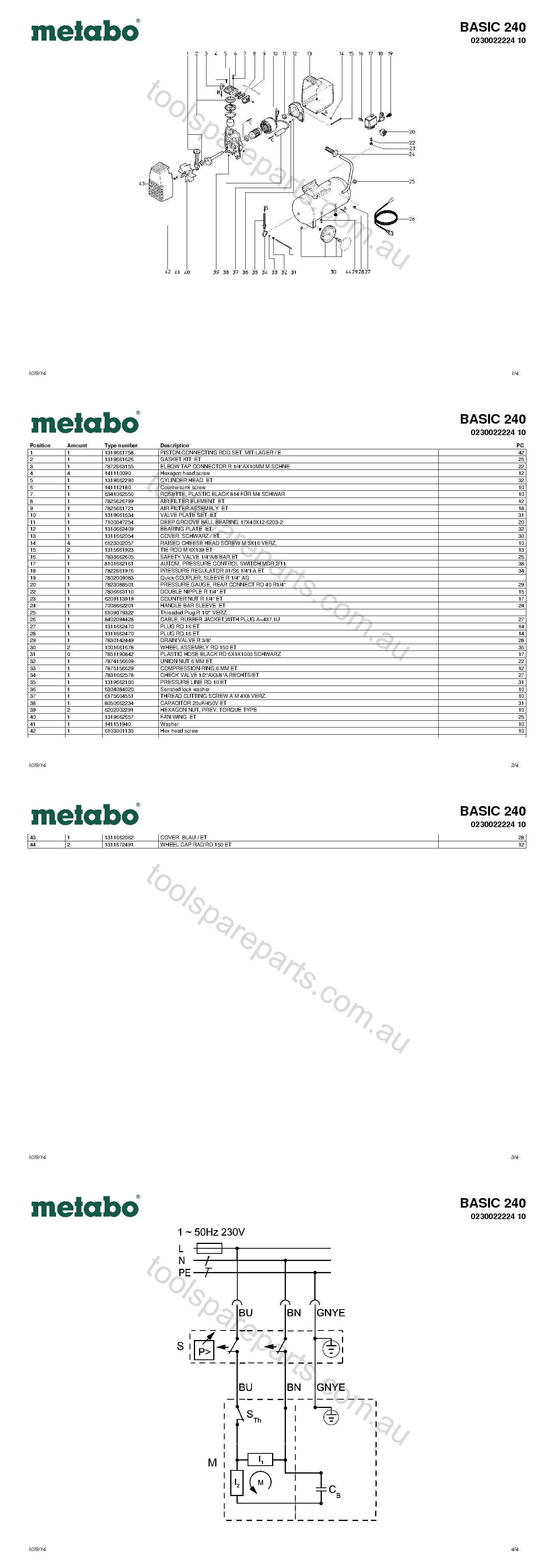 Metabo BASIC 240 0230022224 10  Diagram 1