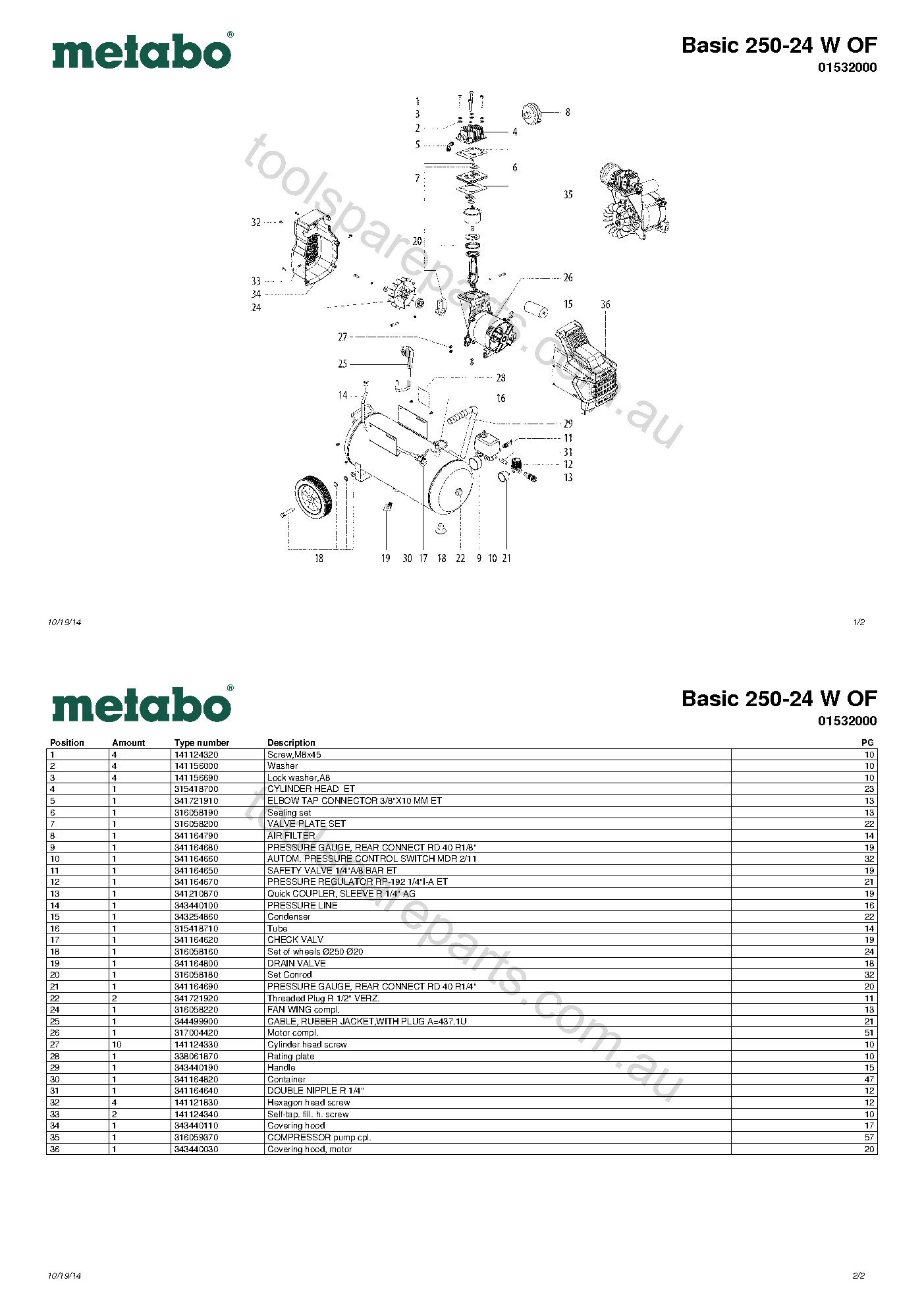 Metabo Basic 250-24 W OF 01532000  Diagram 1