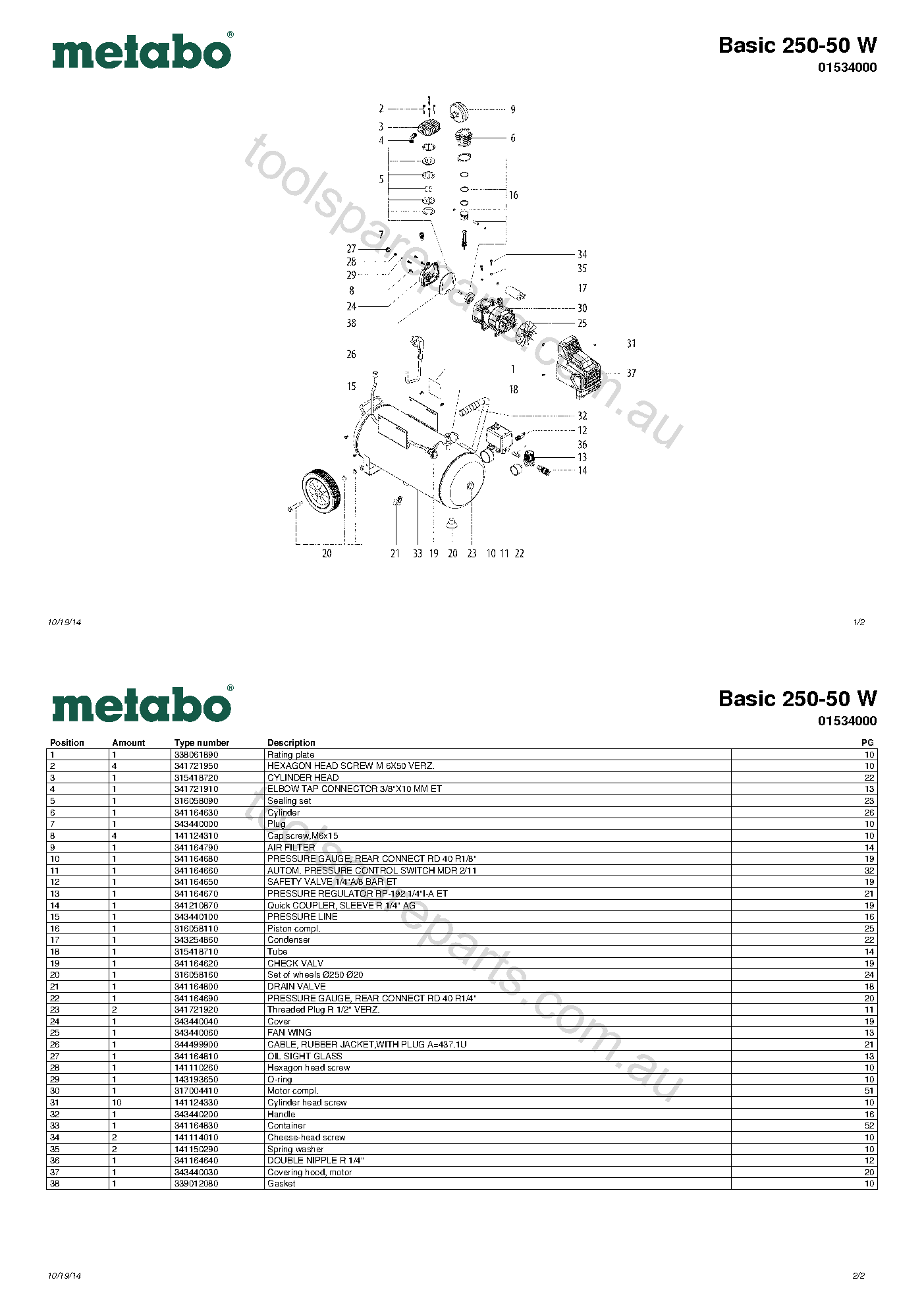 Metabo Basic 250-50 W 01534000  Diagram 1