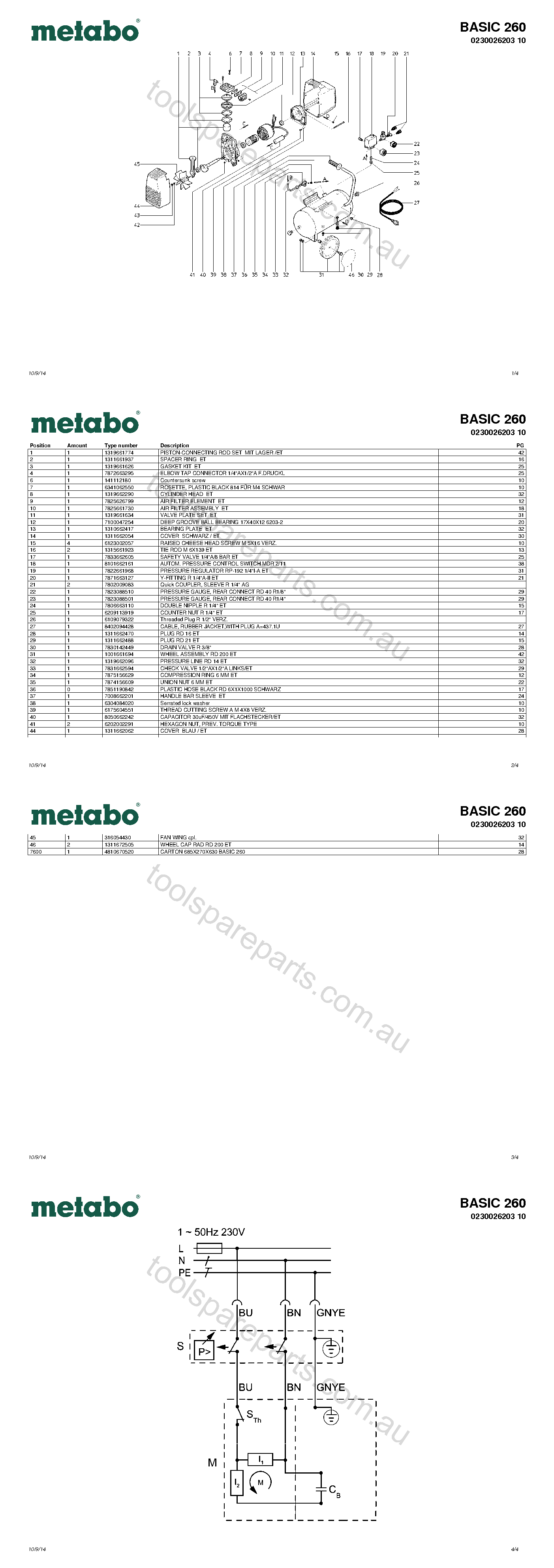 Metabo BASIC 260 0230026203 10  Diagram 1