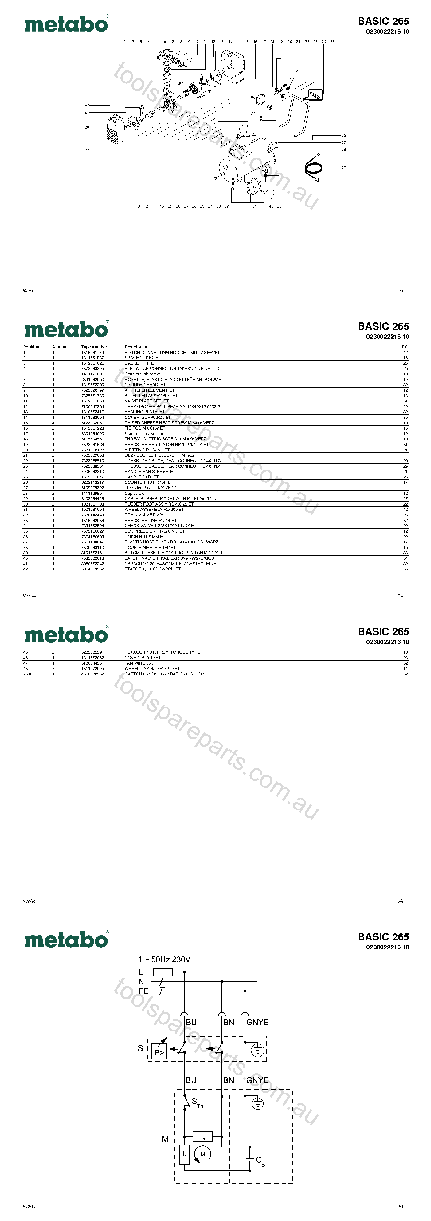 Metabo BASIC 265 0230022216 10  Diagram 1