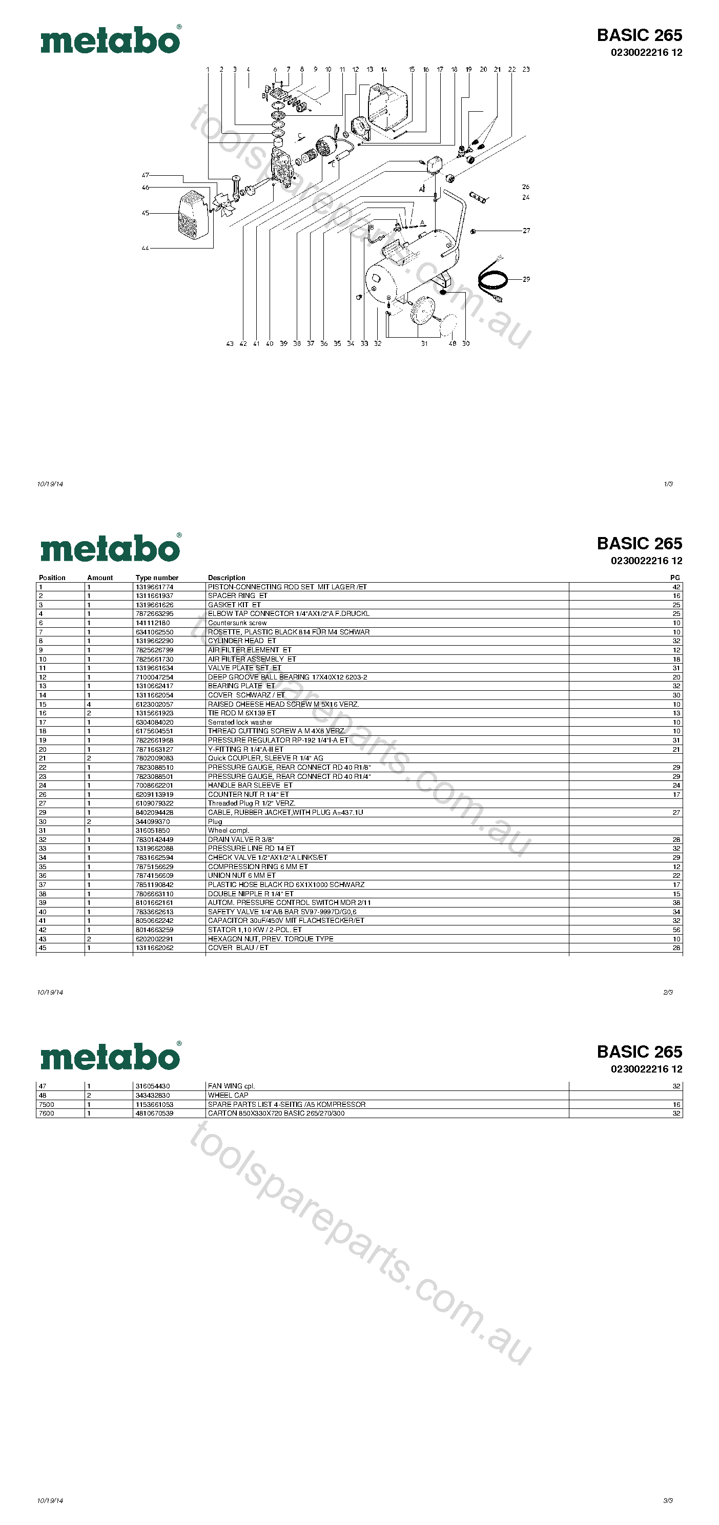 Metabo BASIC 265 0230022216 12  Diagram 1