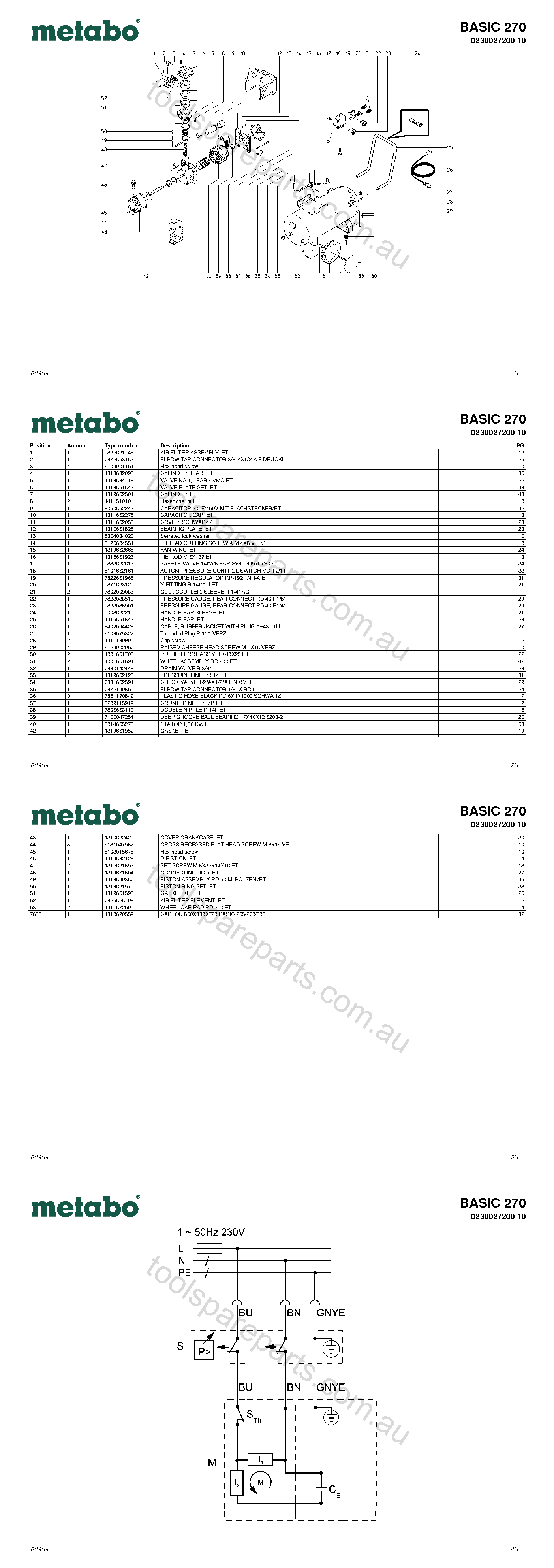 Metabo BASIC 270 0230027200 10  Diagram 1