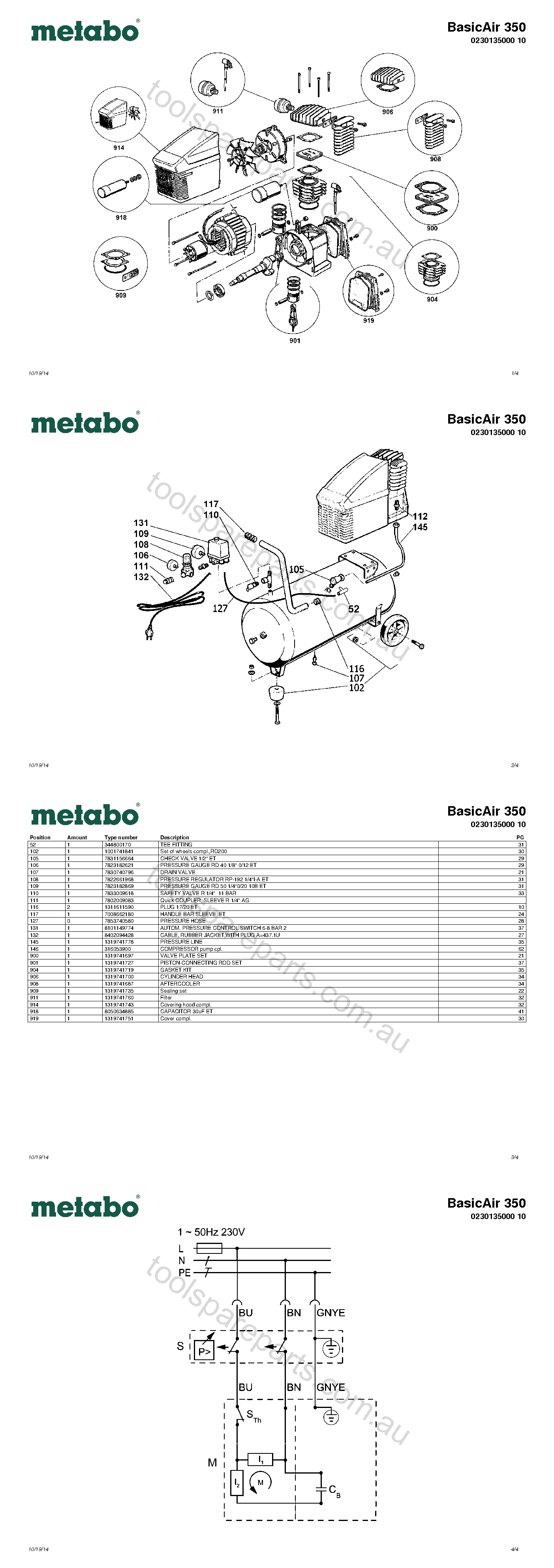 Metabo BasicAir 350 0230135000 10  Diagram 1