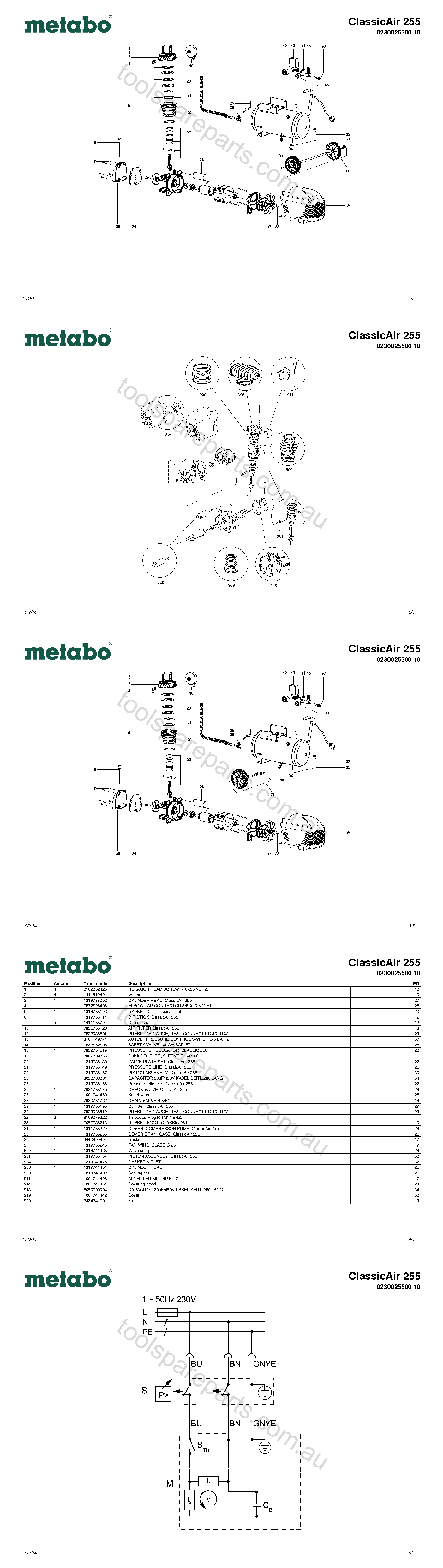 Metabo ClassicAir 255 0230025500 10  Diagram 1