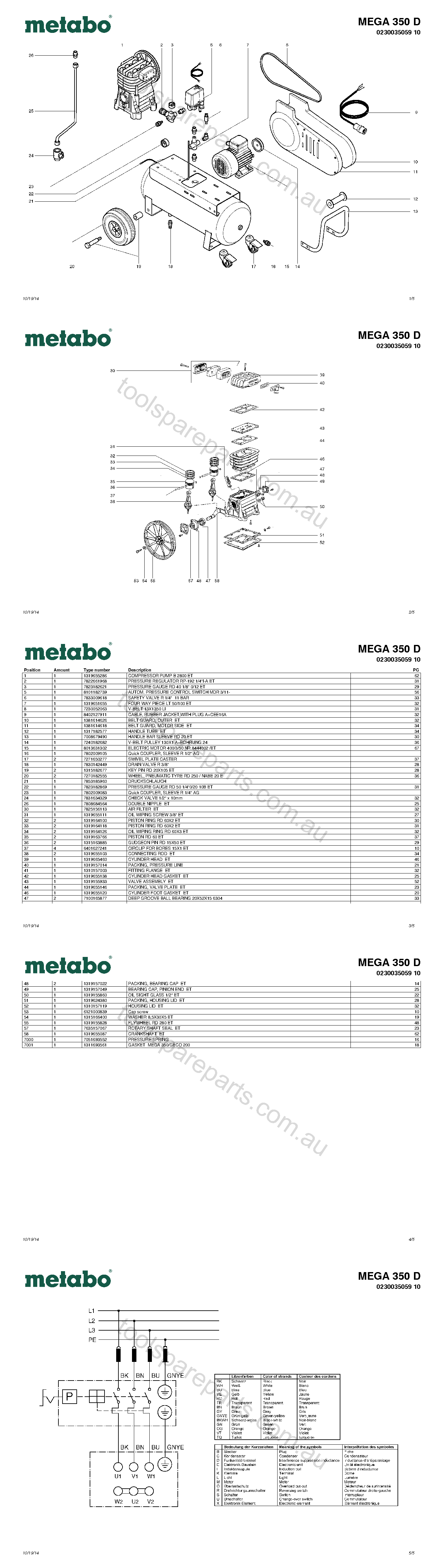 Metabo MEGA 350 D 0230035059 10  Diagram 1