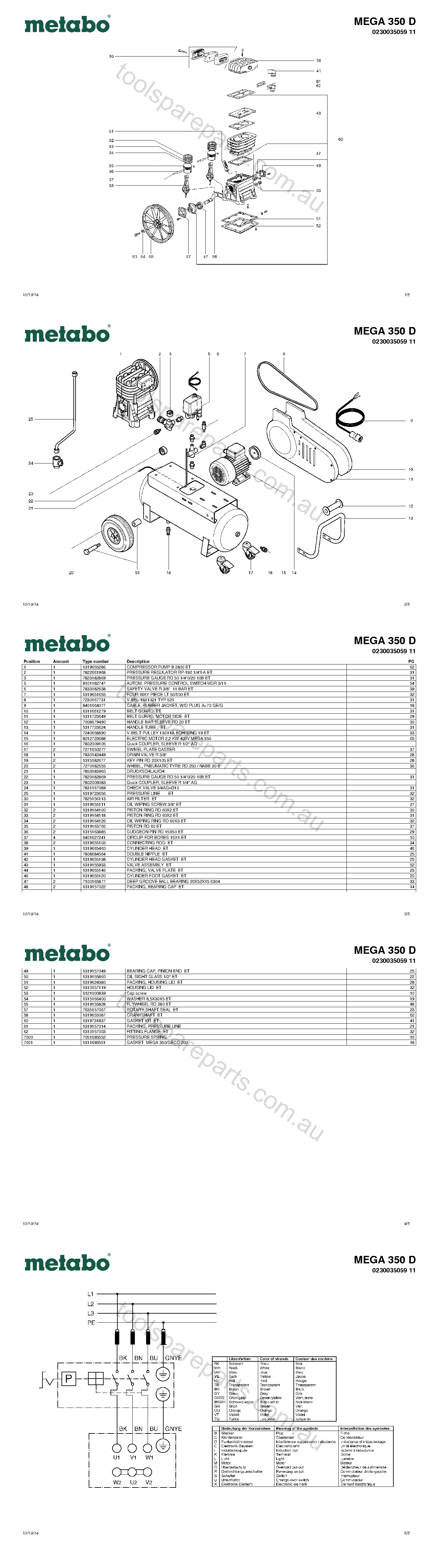 Metabo MEGA 350 D 0230035059 11  Diagram 1