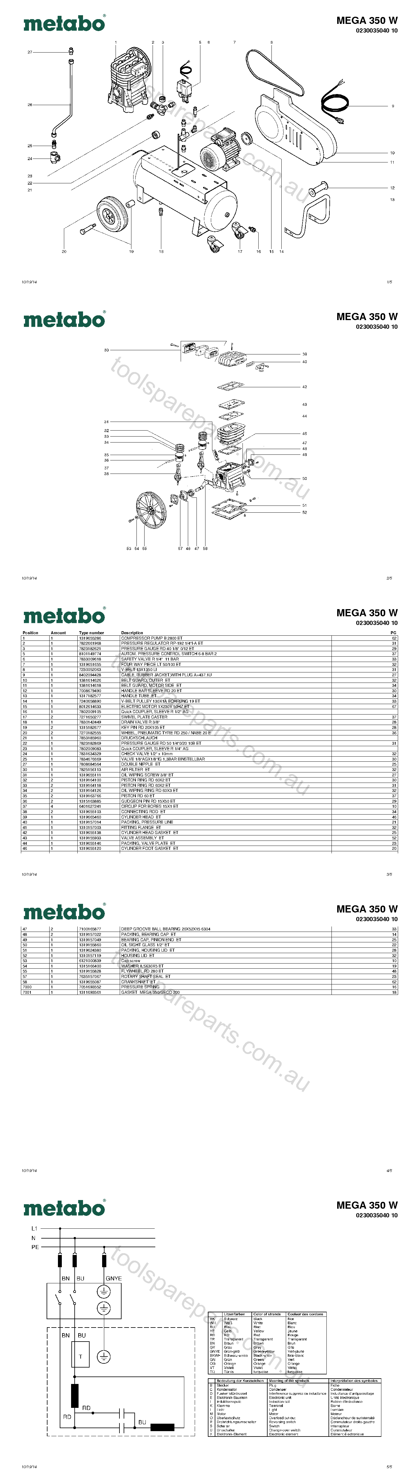 Metabo MEGA 350 W 0230035040 10  Diagram 1