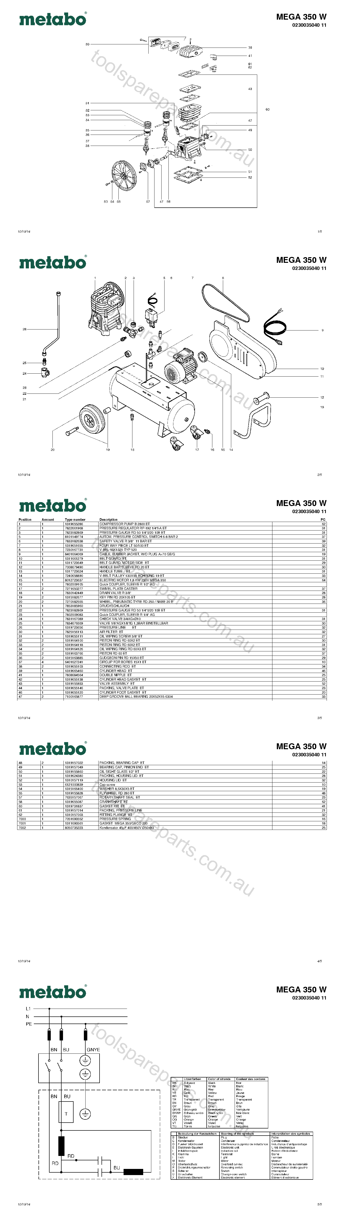 Metabo MEGA 350 W 0230035040 11  Diagram 1