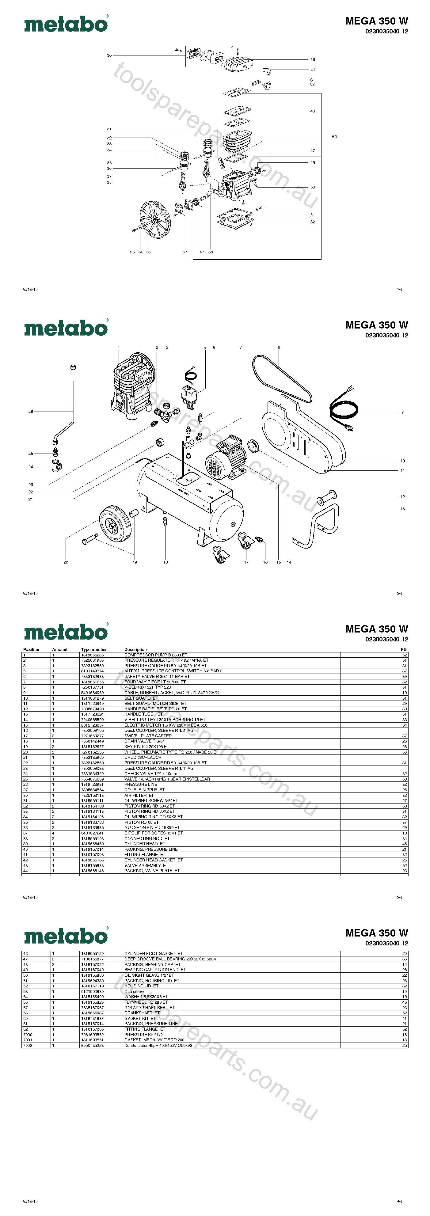 Metabo MEGA 350 W 0230035040 12  Diagram 1