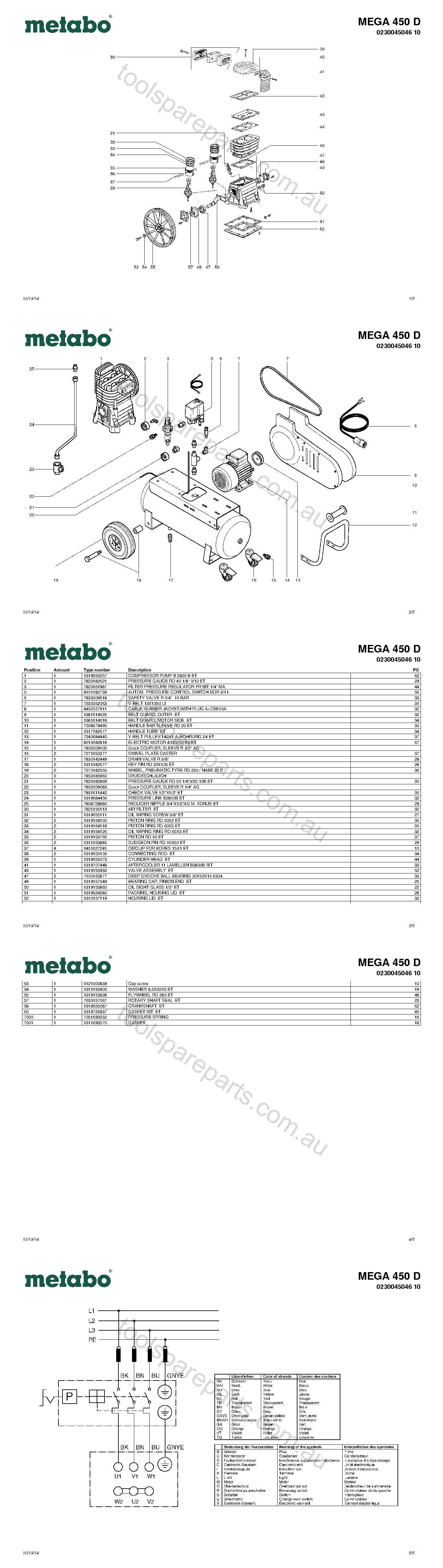 Metabo MEGA 450 D 0230045046 10  Diagram 1