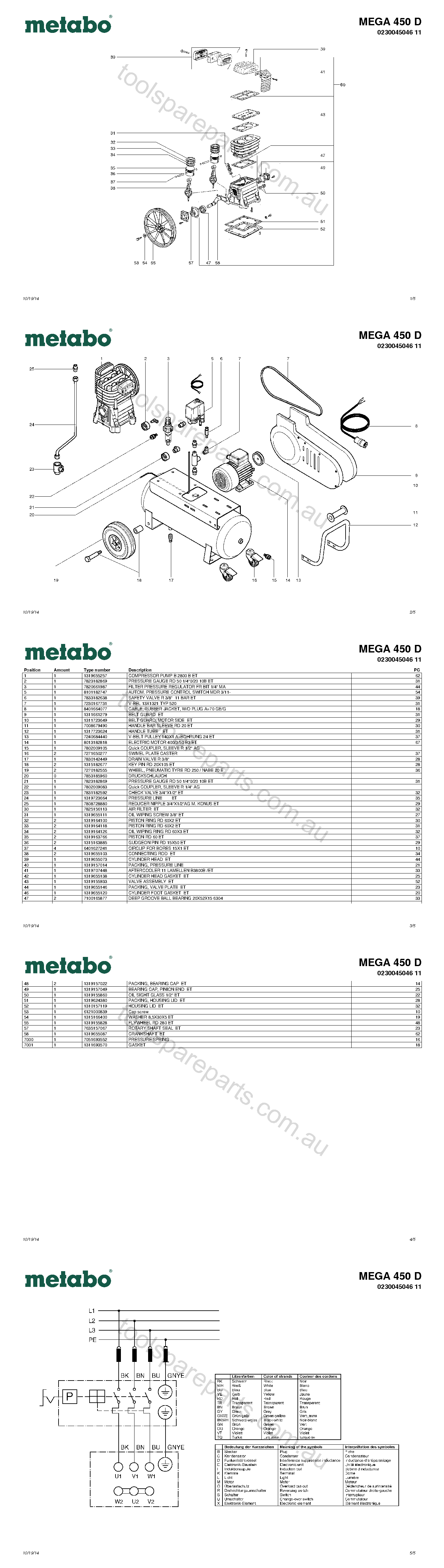 Metabo MEGA 450 D 0230045046 11  Diagram 1