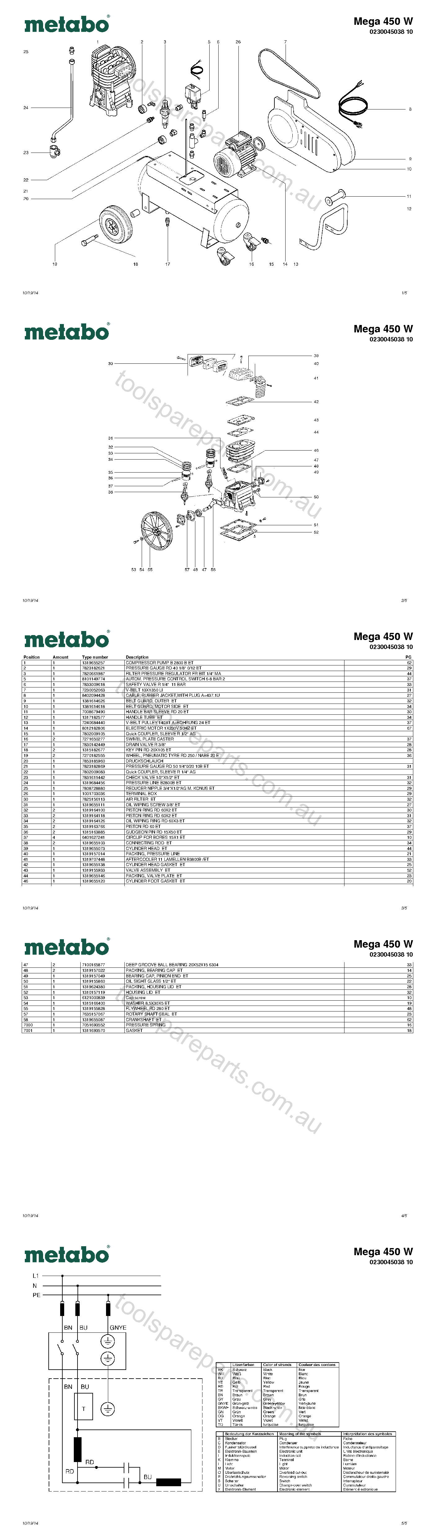 Metabo Mega 450 W 0230045038 10  Diagram 1