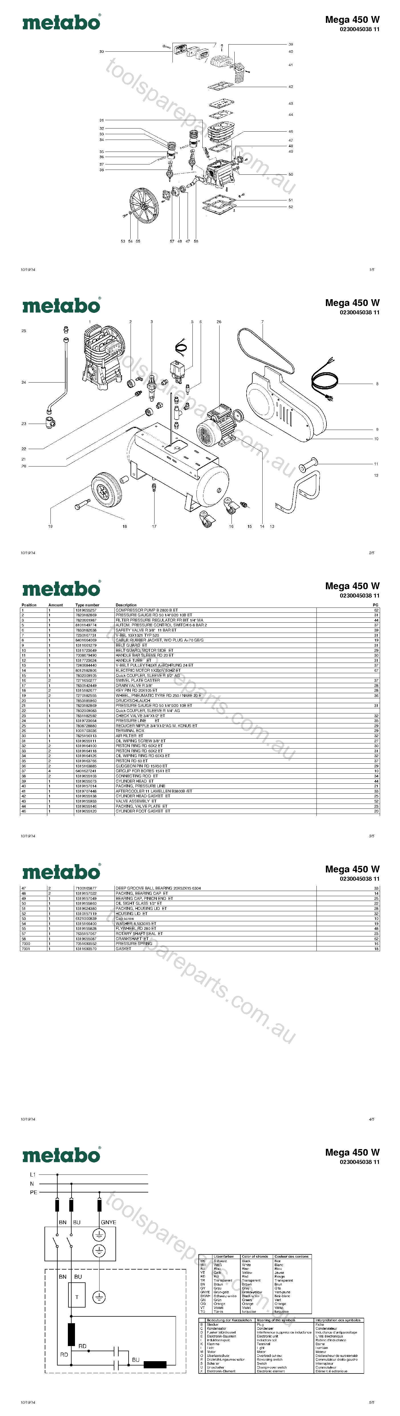Metabo Mega 450 W 0230045038 11  Diagram 1
