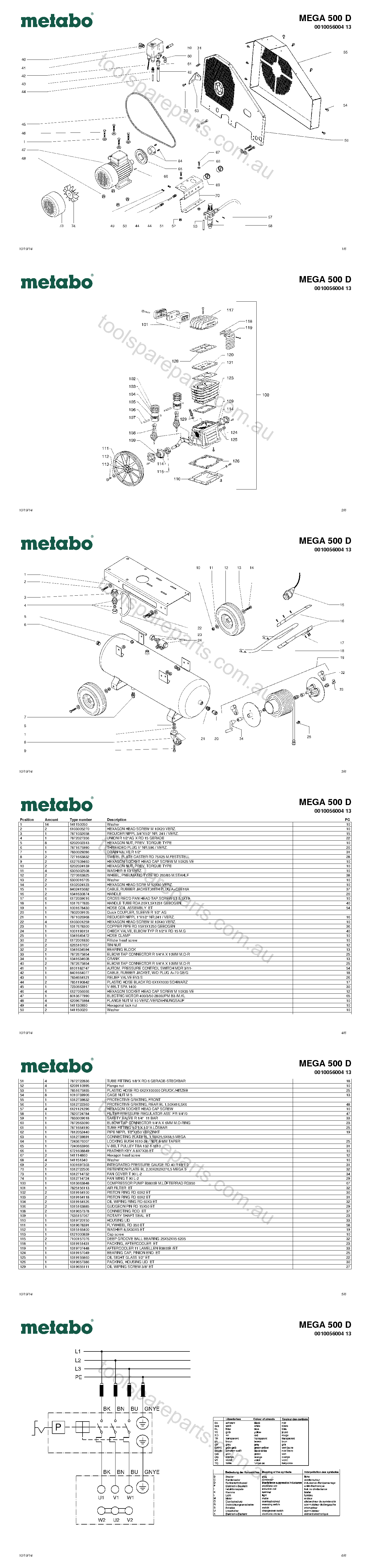 Metabo MEGA 500 D 0010056004 13  Diagram 1