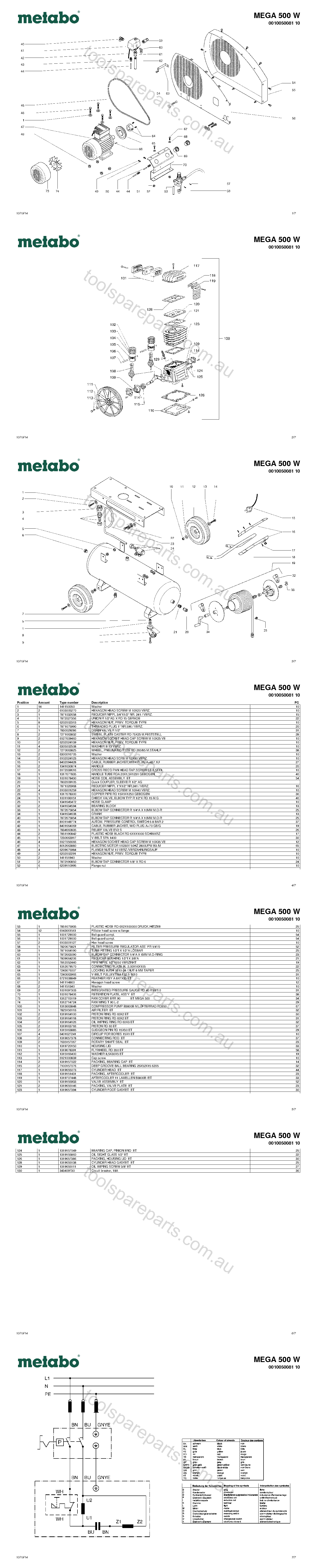 Metabo MEGA 500 W 0010050081 10  Diagram 1