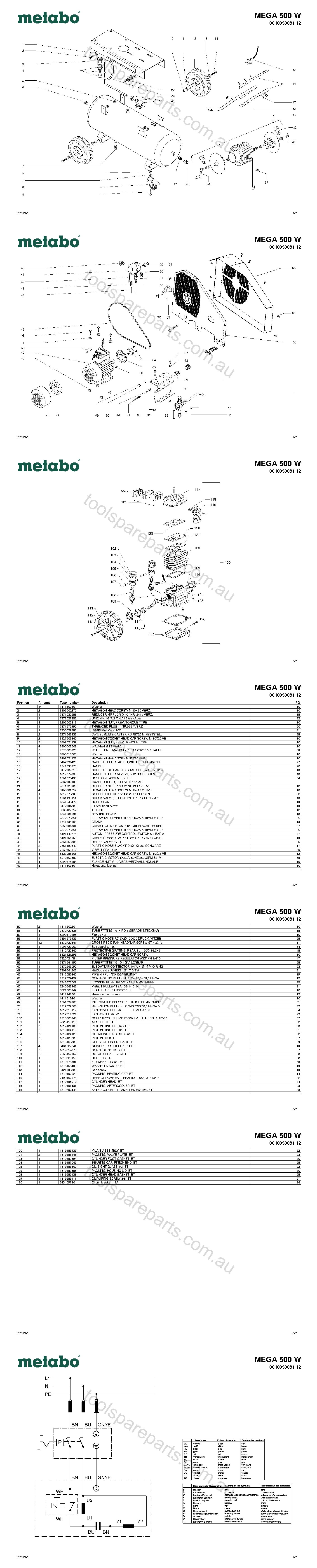 Metabo MEGA 500 W 0010050081 12  Diagram 1