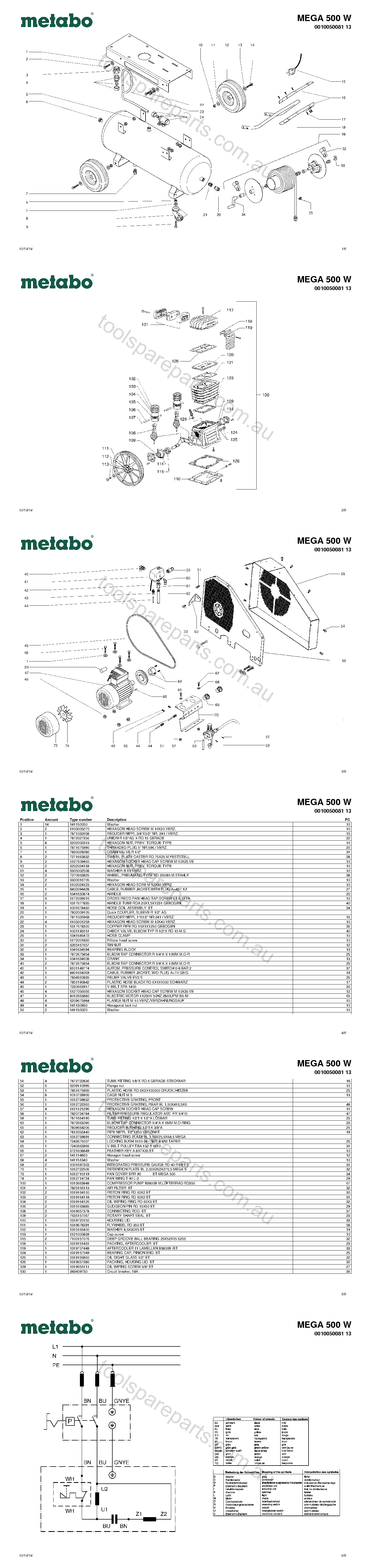 Metabo MEGA 500 W 0010050081 13  Diagram 1