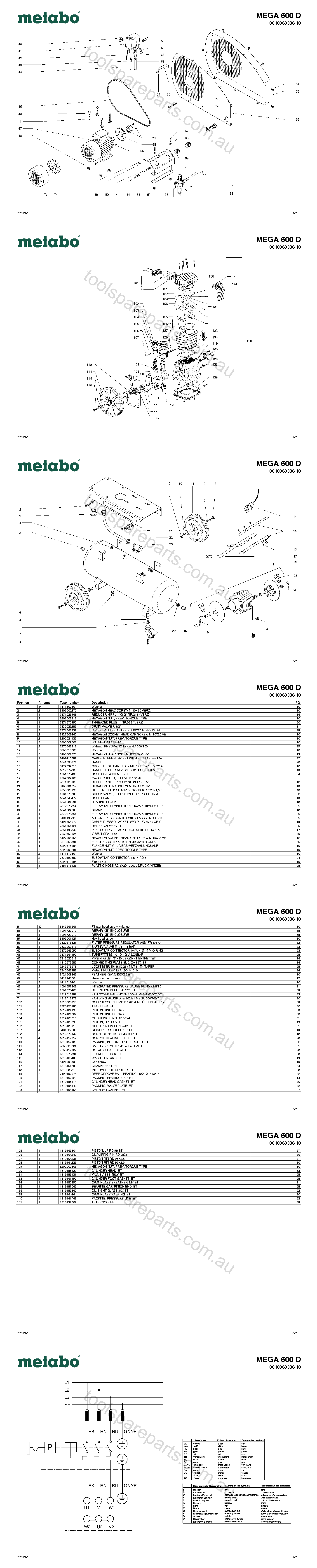 Metabo MEGA 600 D 0010060338 10  Diagram 1