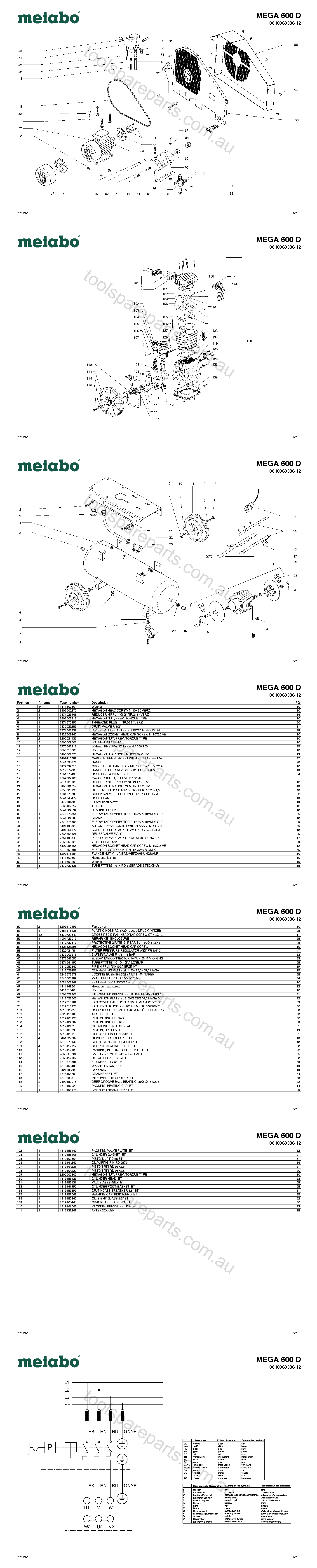 Metabo MEGA 600 D 0010060338 12  Diagram 1