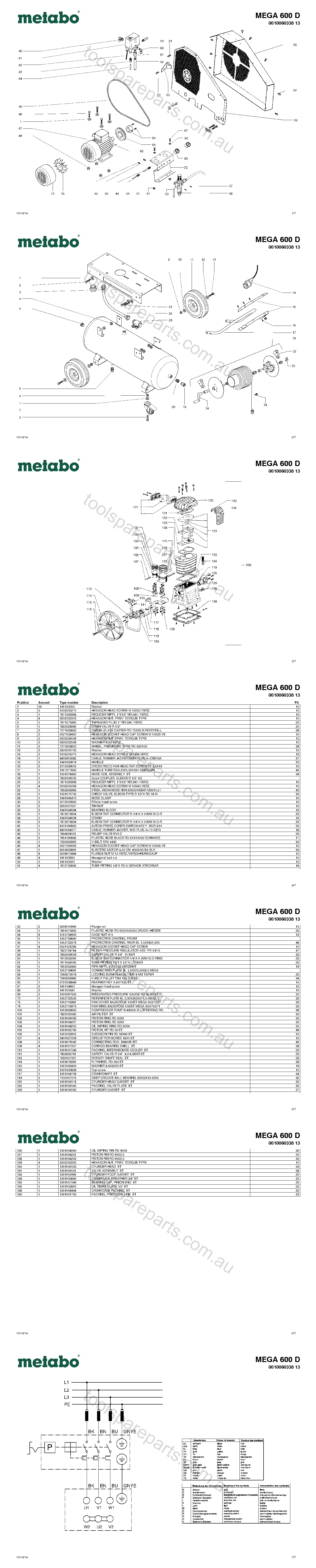 Metabo MEGA 600 D 0010060338 13  Diagram 1