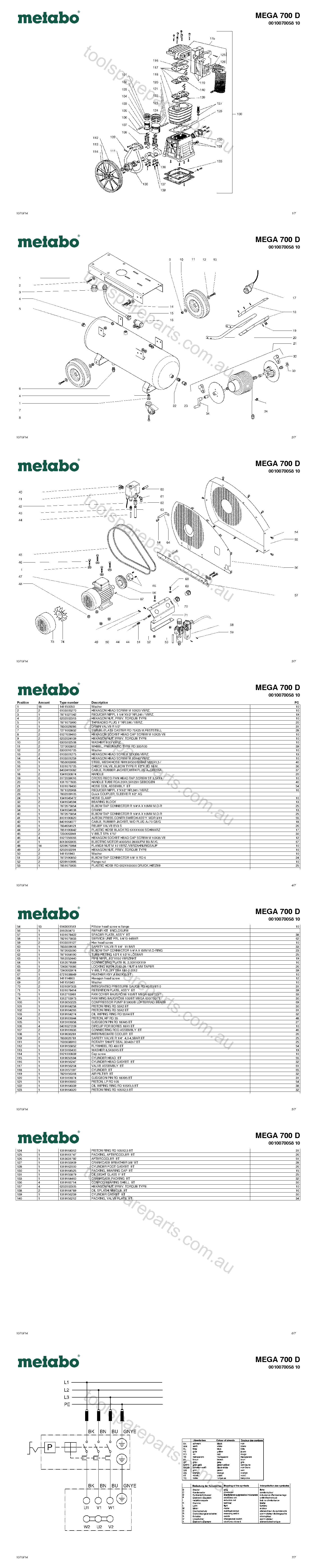 Metabo MEGA 700 D 0010070058 10  Diagram 1