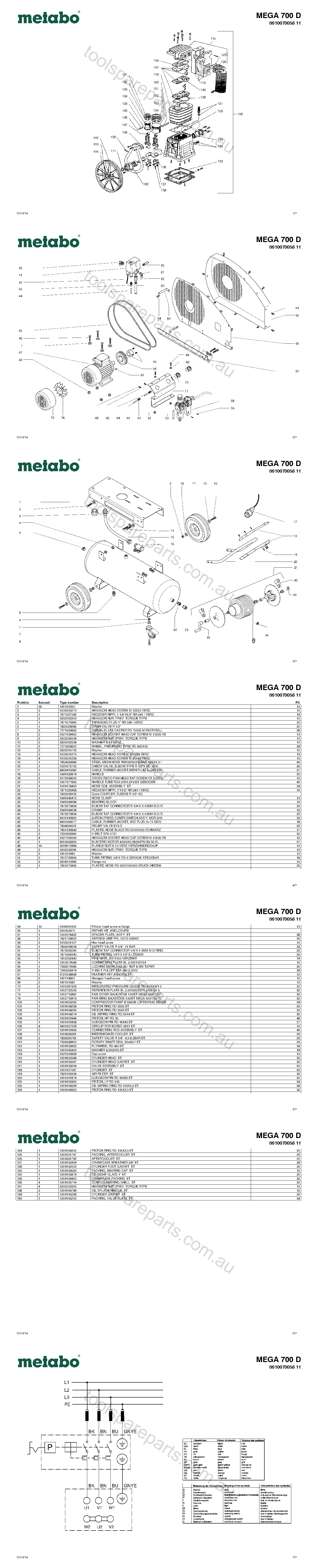Metabo MEGA 700 D 0010070058 11  Diagram 1