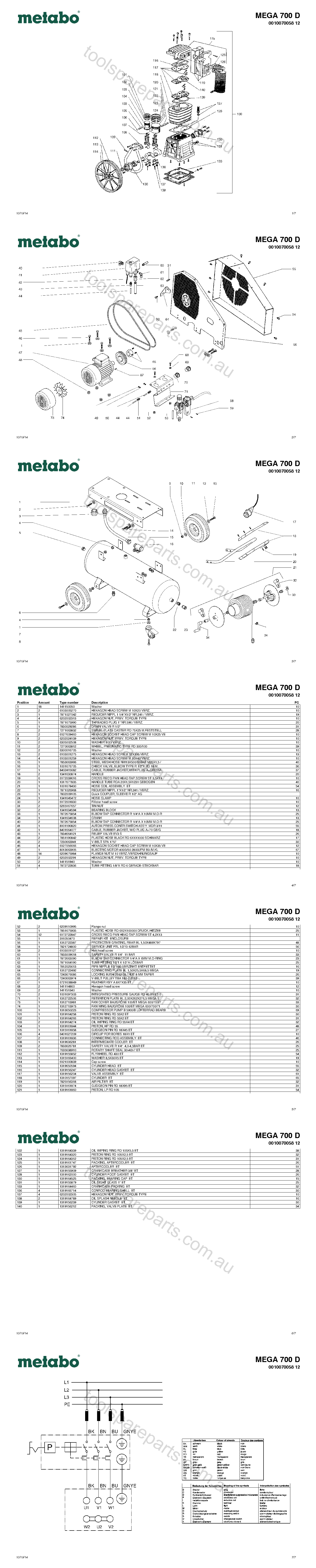 Metabo MEGA 700 D 0010070058 12  Diagram 1