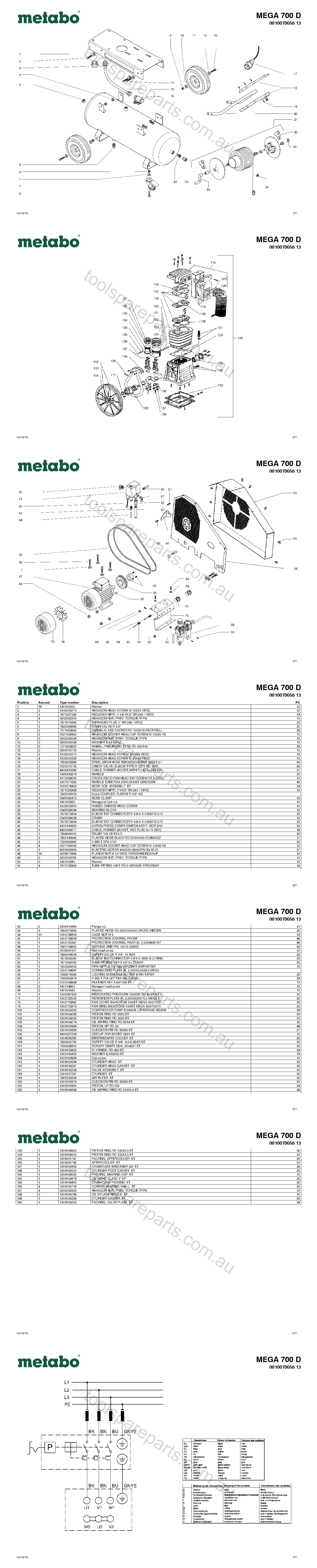 Metabo MEGA 700 D 0010070058 13  Diagram 1