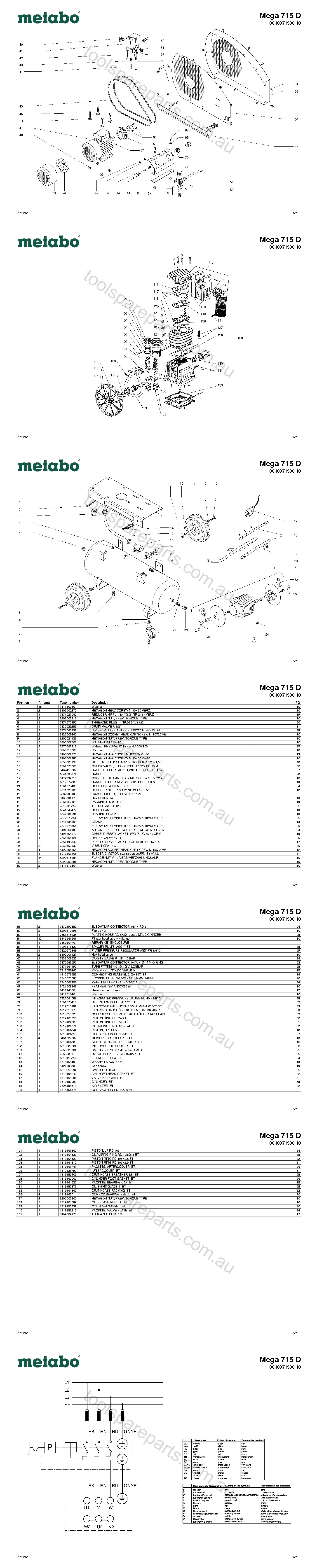Metabo Mega 715 D 0010071500 10  Diagram 1