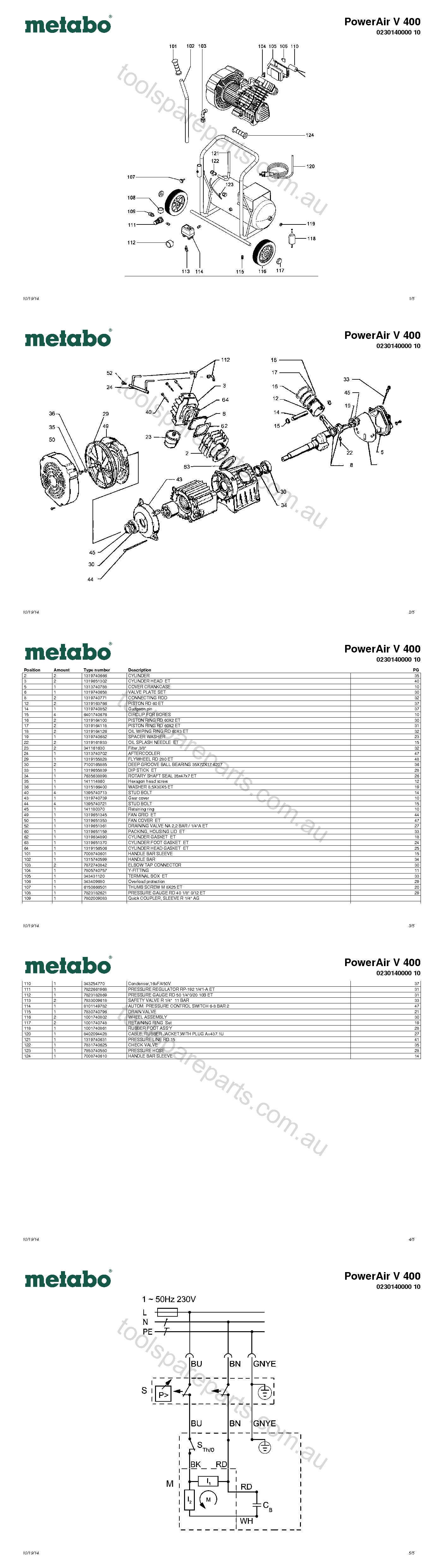 Metabo PowerAir V 400 0230140000 10  Diagram 1