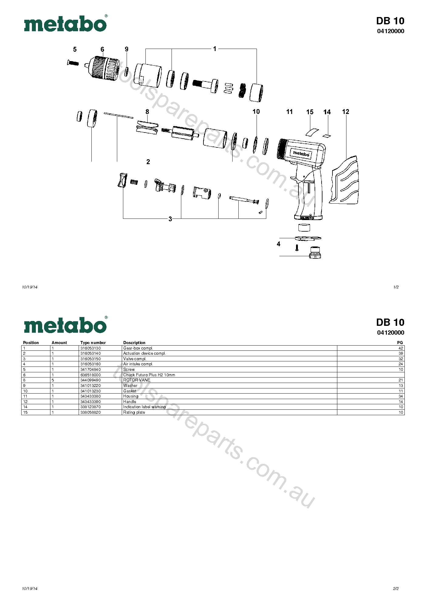 Metabo DB 10 04120000  Diagram 1