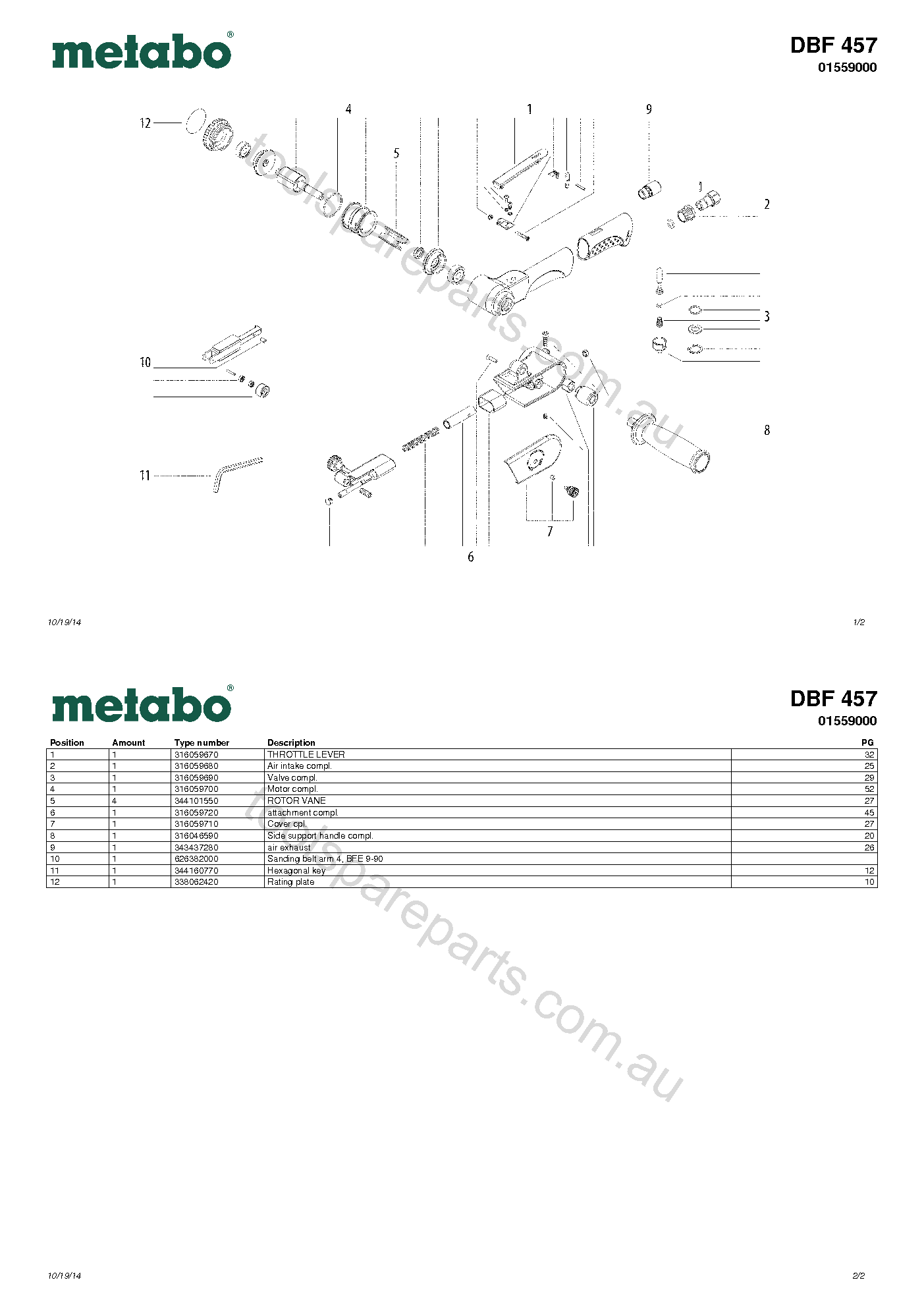 Metabo DBF 457 01559000  Diagram 1