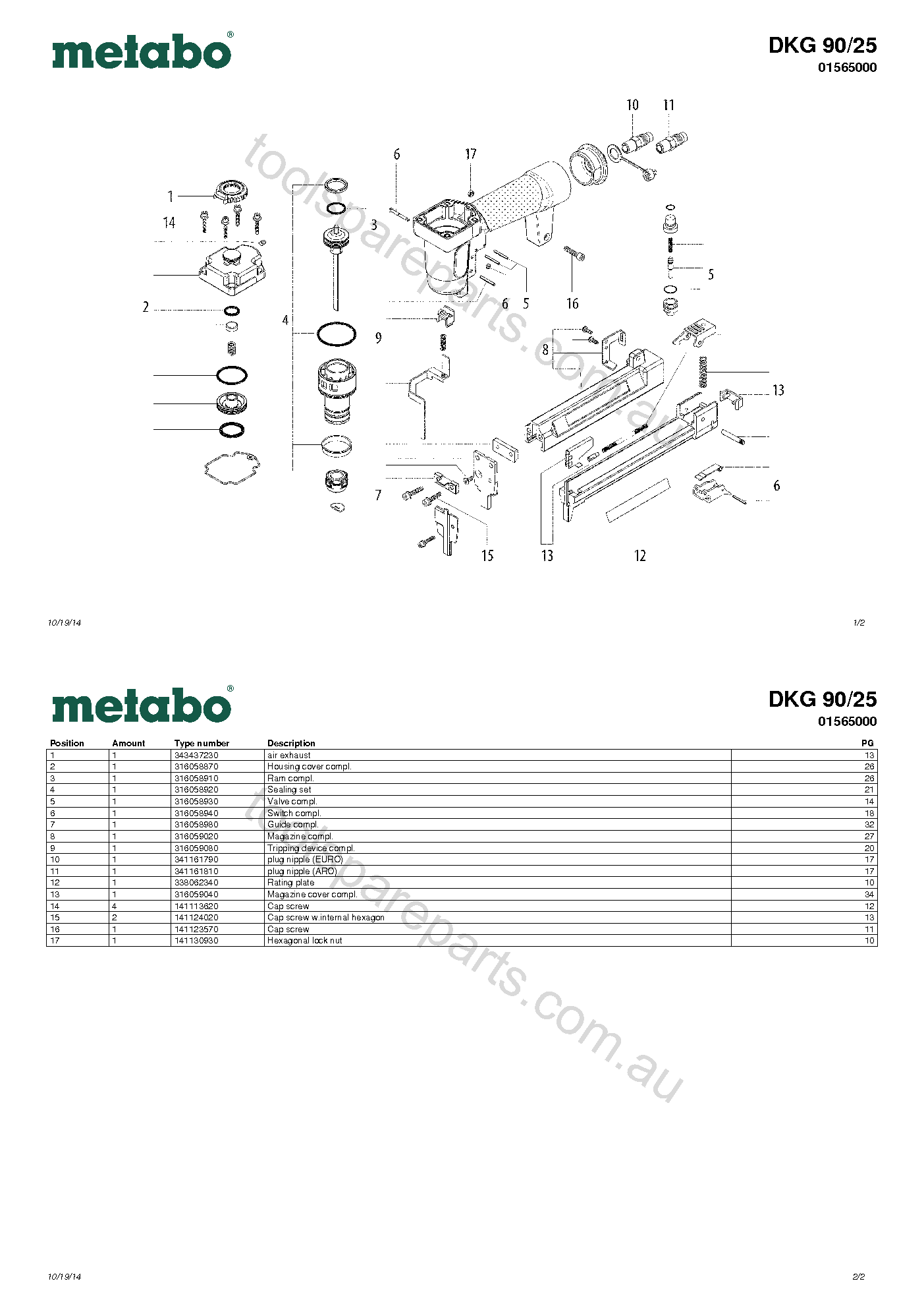 Metabo DKG 90/25 01565000  Diagram 1