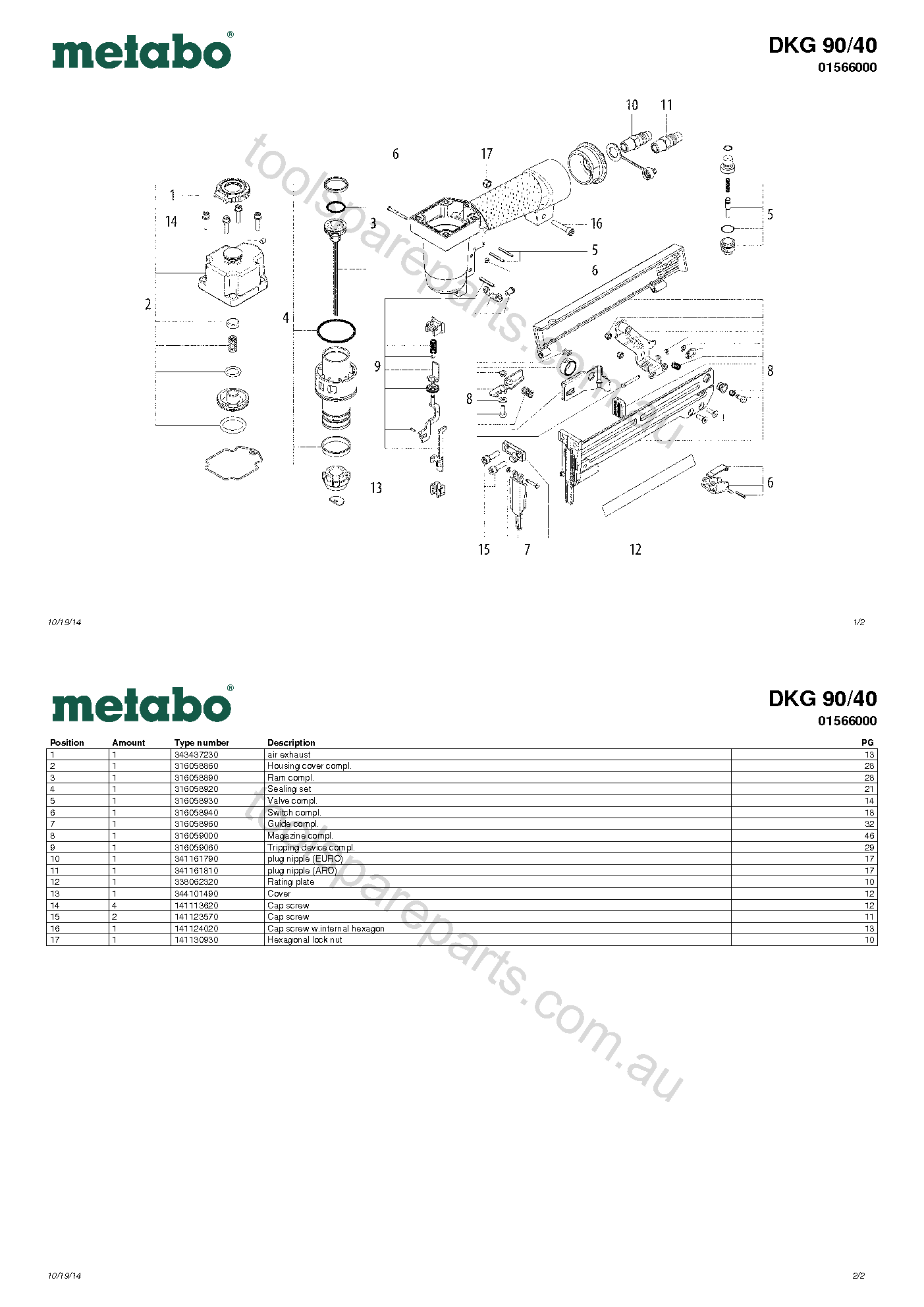 Metabo DKG 90/40 01566000  Diagram 1