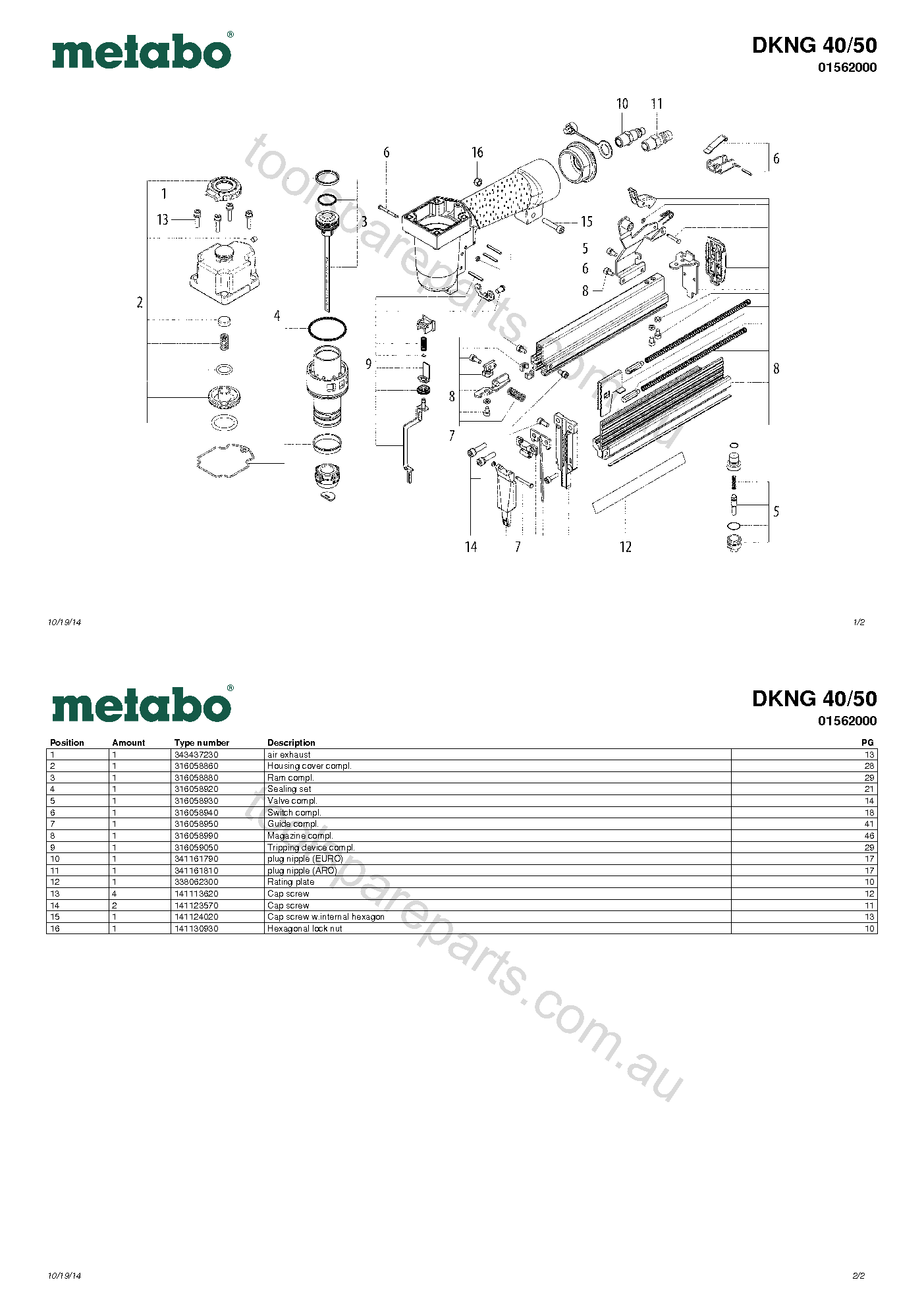 Metabo DKNG 40/50 01562000  Diagram 1