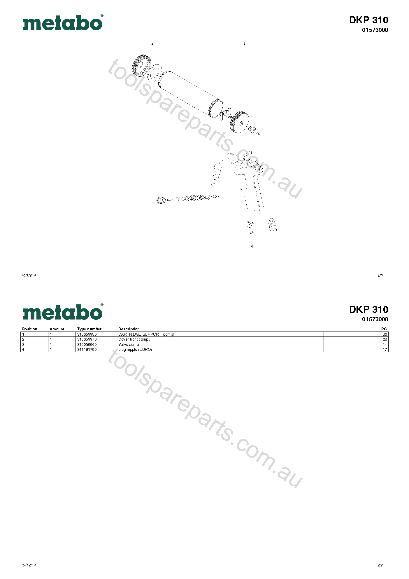 Metabo DKP 310 01573000  Diagram 1