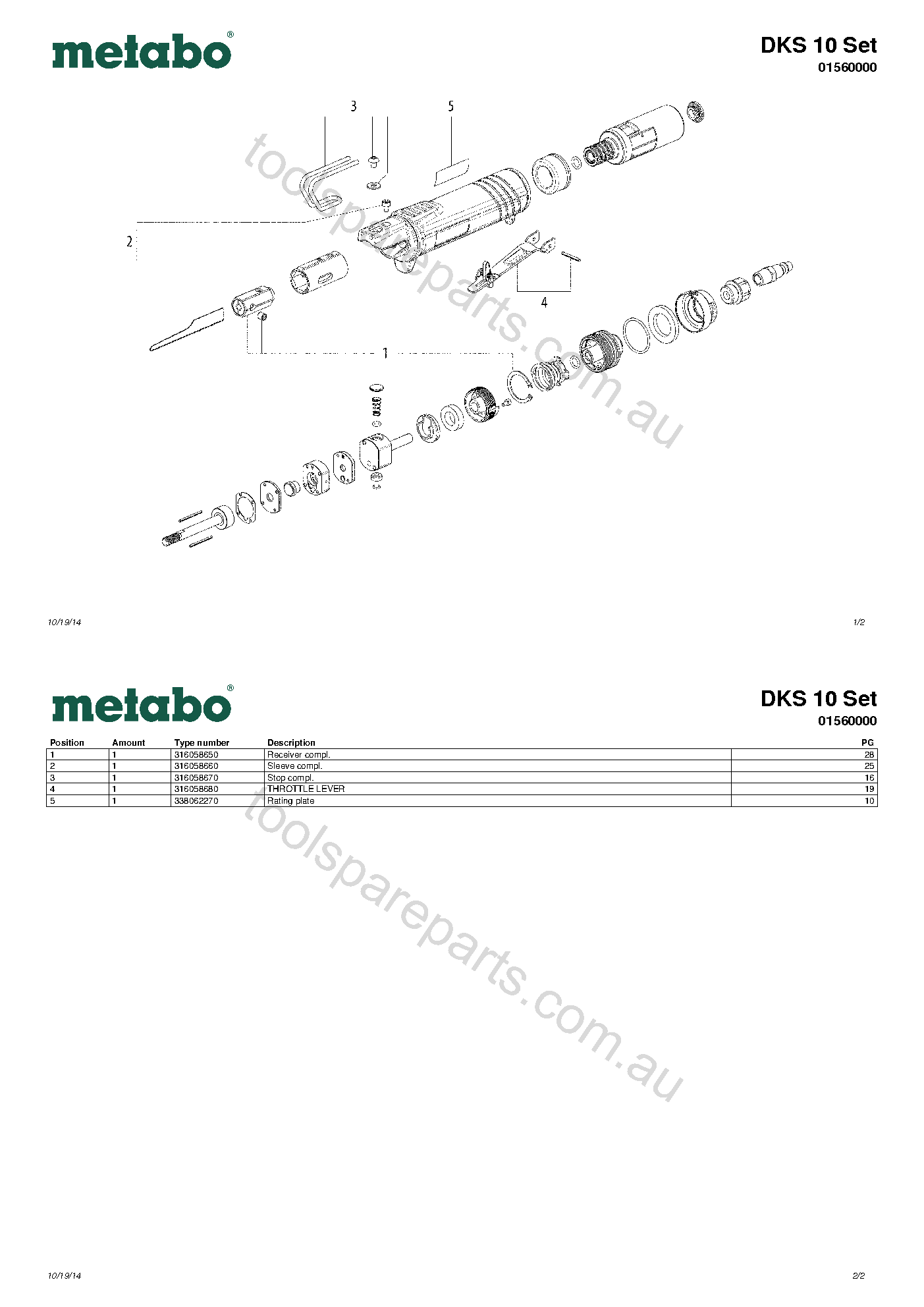 Metabo DKS 10 Set 01560000  Diagram 1