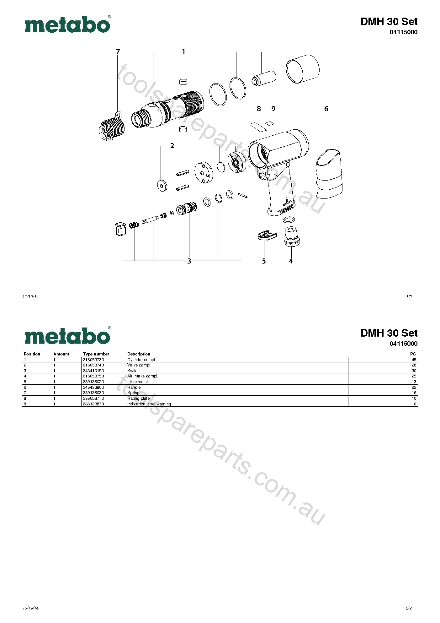 Metabo DMH 30 Set 04115000  Diagram 1