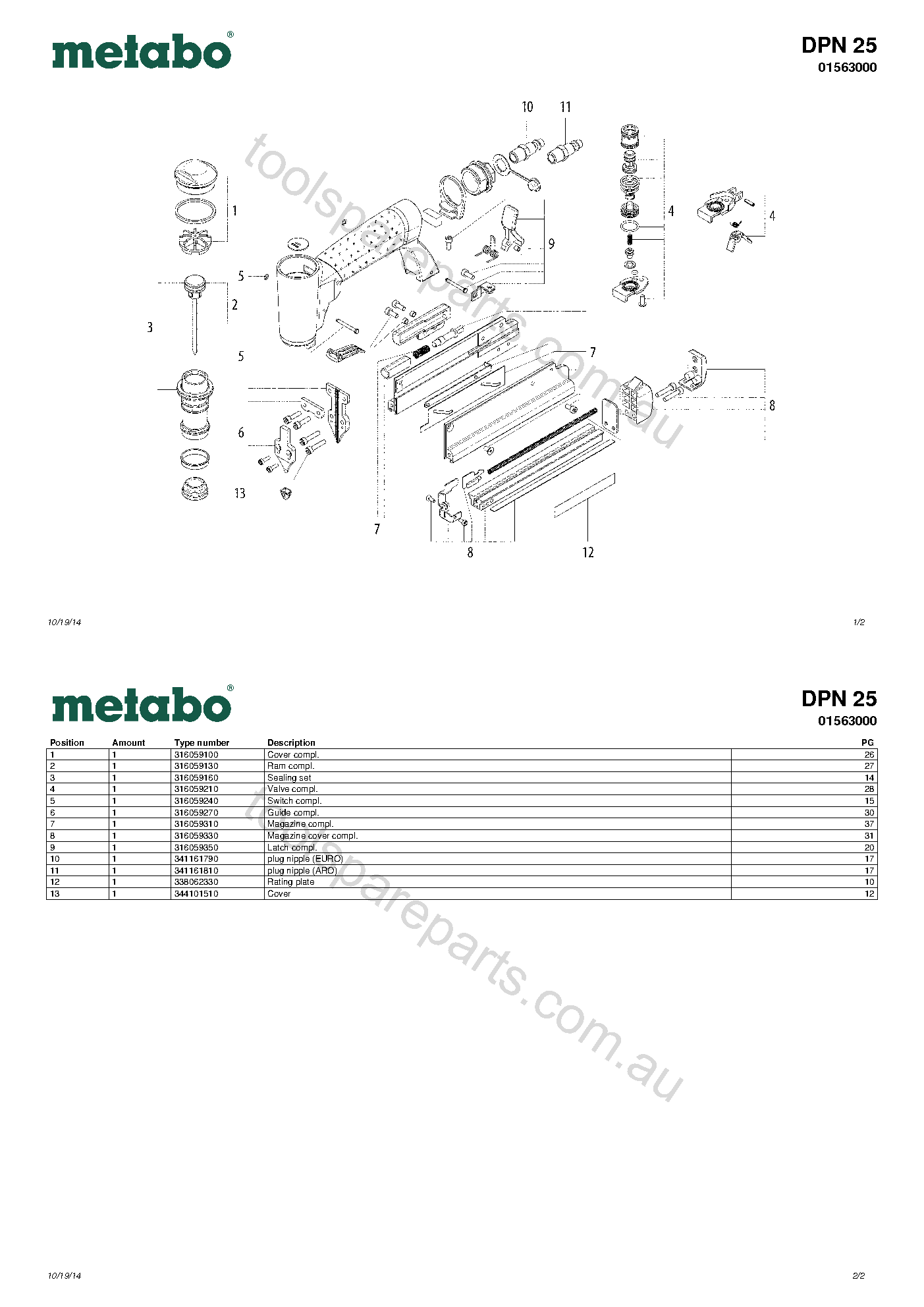 Metabo DPN 25 01563000  Diagram 1
