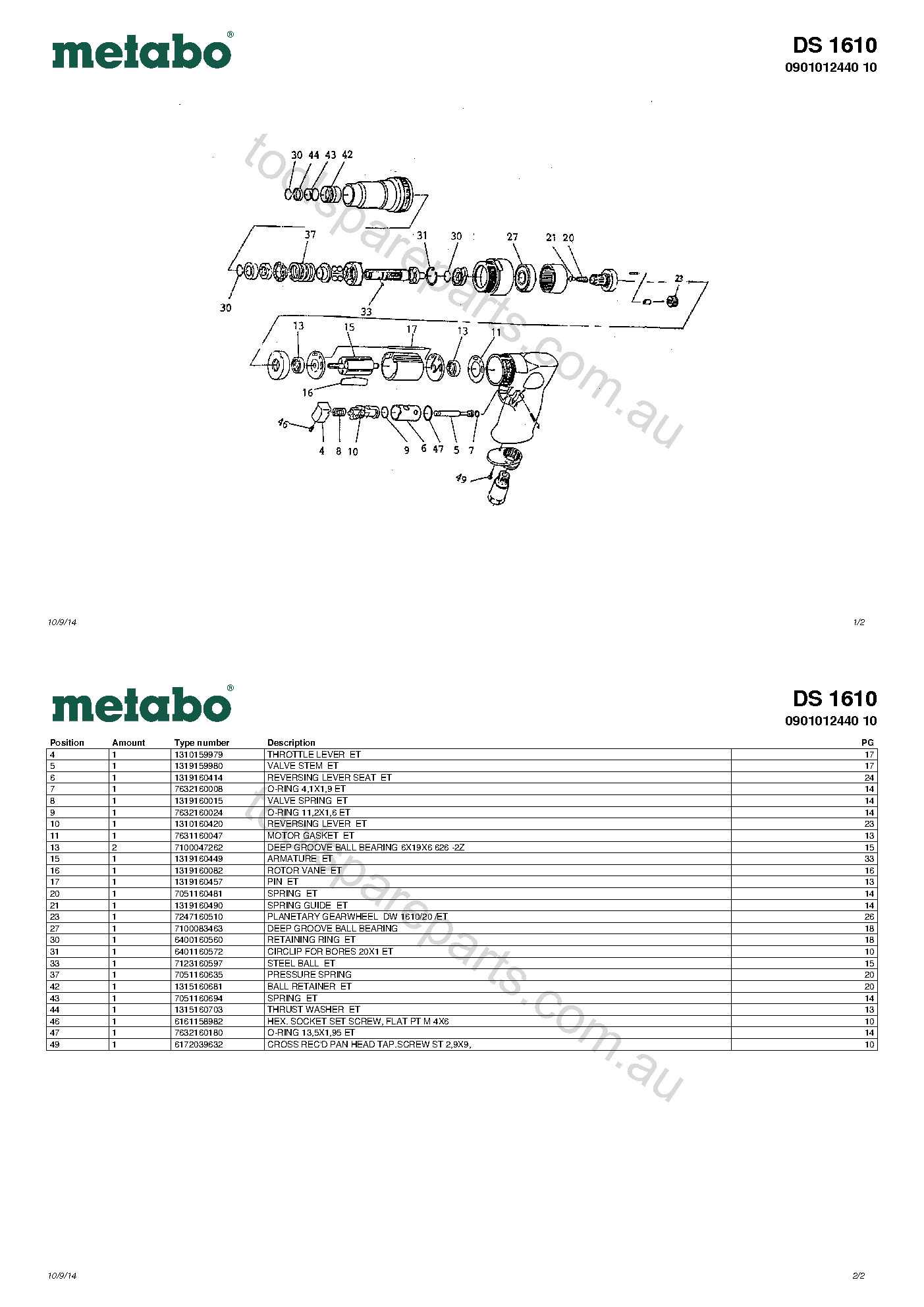 Metabo DS 1610 0901012440 10  Diagram 1