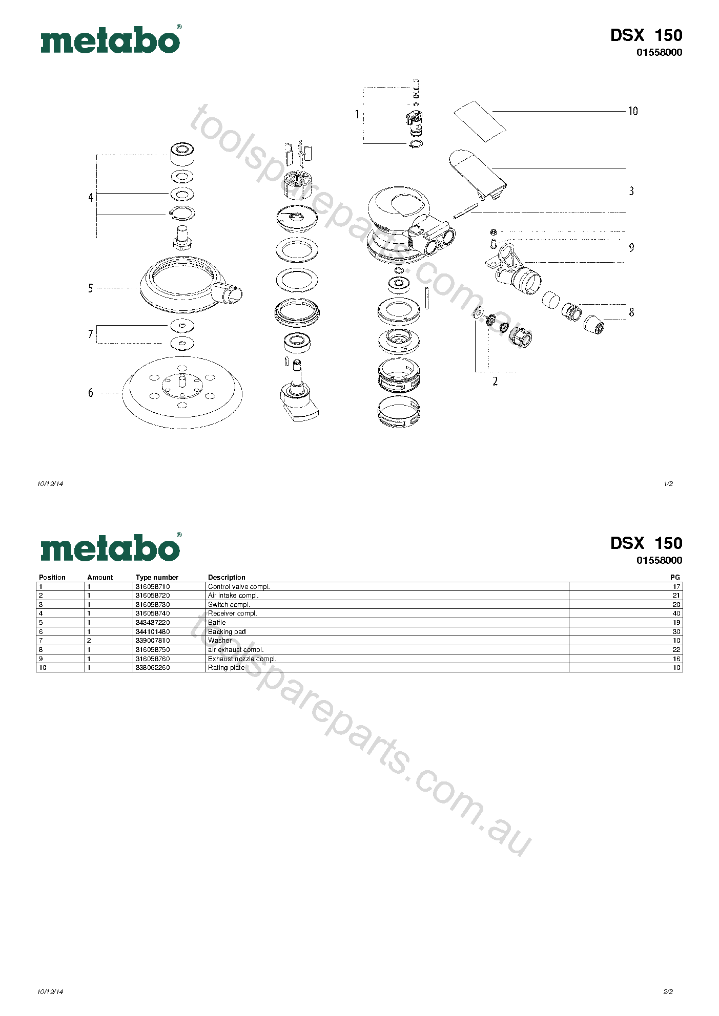 Metabo DSX 150 01558000  Diagram 1