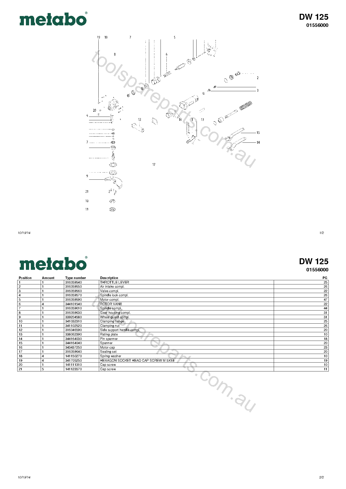 Metabo DW 125 01556000  Diagram 1